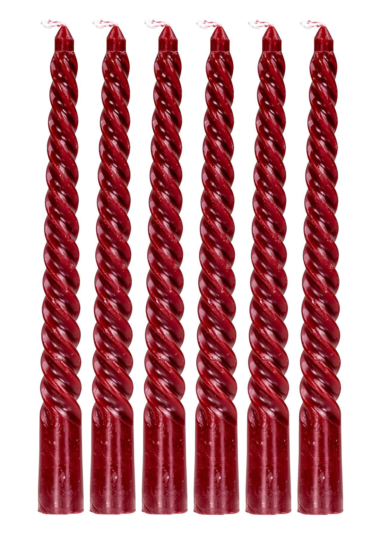 Levandeo® Tafelkerze, 6er Set Rote Kerzen Gedreht H20cm Stabkerzen Tafelkerzen Spiralkerzen
