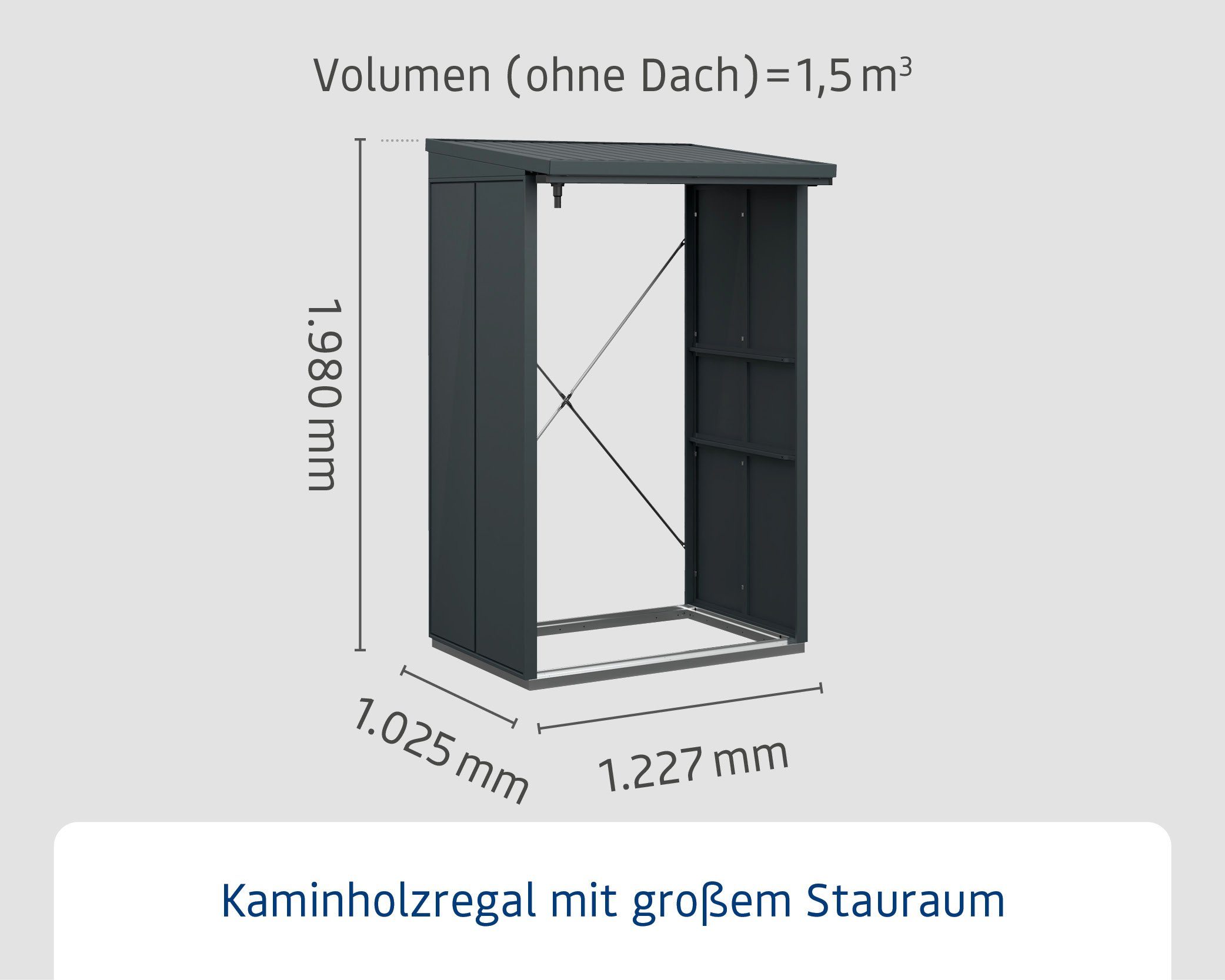 Hörmann Ecostar Kaminholzregal Elegant Typ aus Metall (123 x 103 x 198 cm (T x B x H), feuerverzinktes Stahlblech