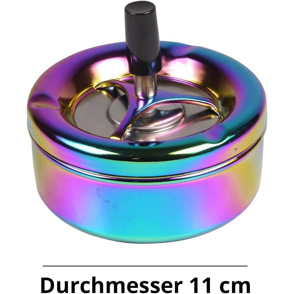 Regenbogen-Design, 11 cm bunt, Drehascher TUABUR Aschenbecher