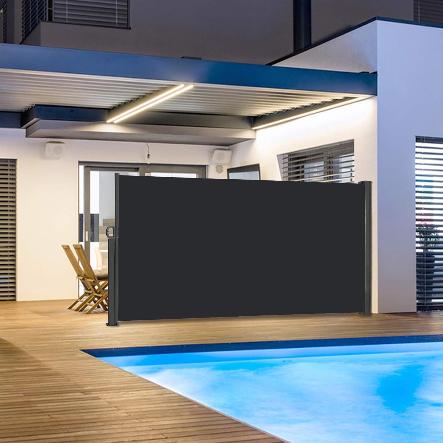 FIVMEN Seitenmarkise Ausziehbar Blickdicht Sonnenschutz mit Wandhalterung Sichtschutz Markise für Balkon, Terrasse, Garten – Bild 5 von 5