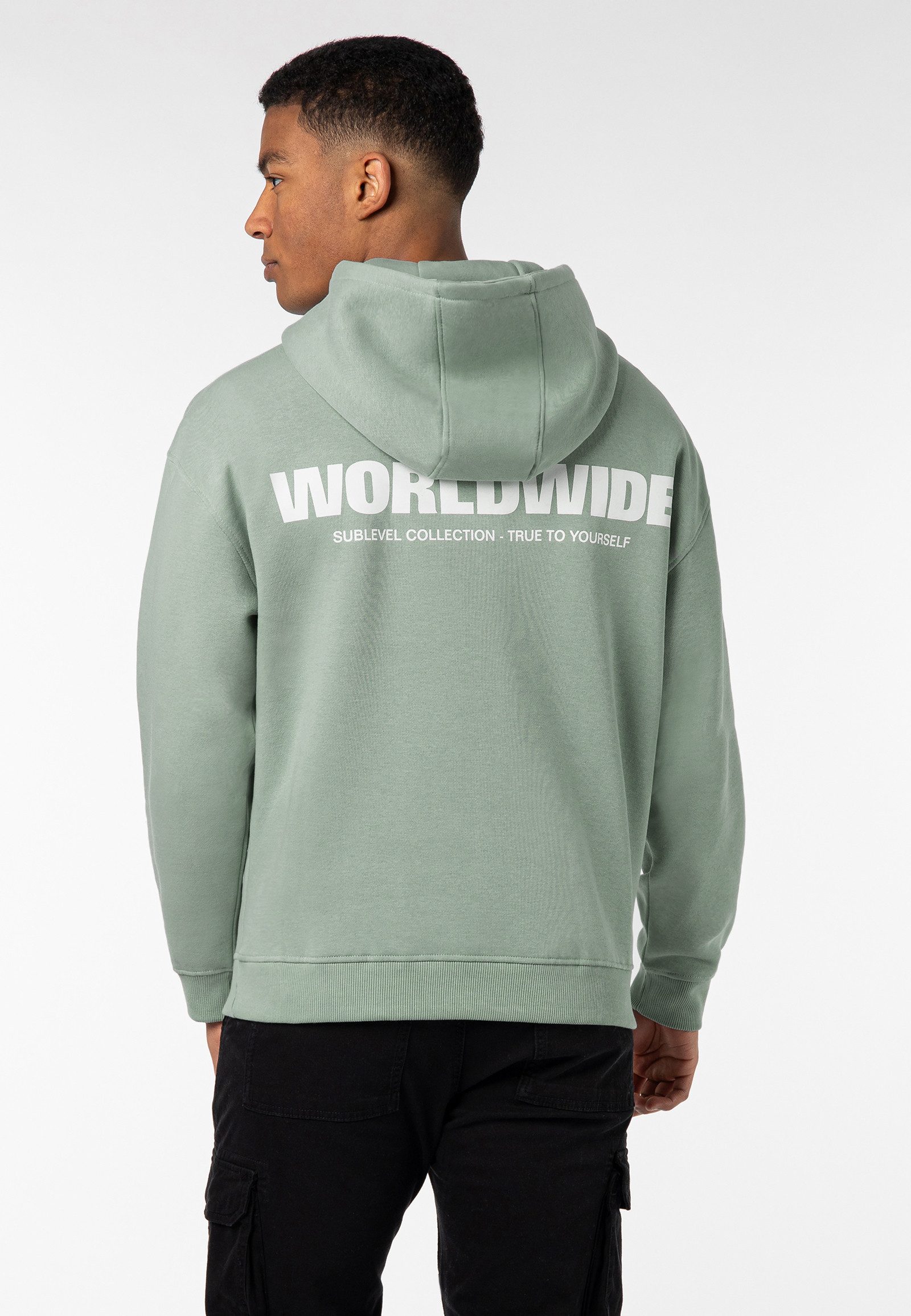 SUBLEVEL Hoodie Herren Kapuzenpullover Worldwide Print Sweater, Kapuzenswea günstig online kaufen