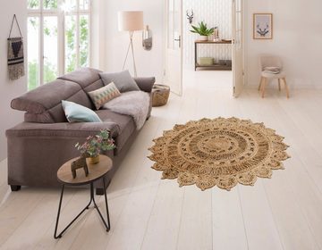 Teppich Amar, my home, rund, Höhe: 7 mm, geflochtener Wendeteppich, 100% Jute, Boho Stil, Wohnzimmer, Esszimmer