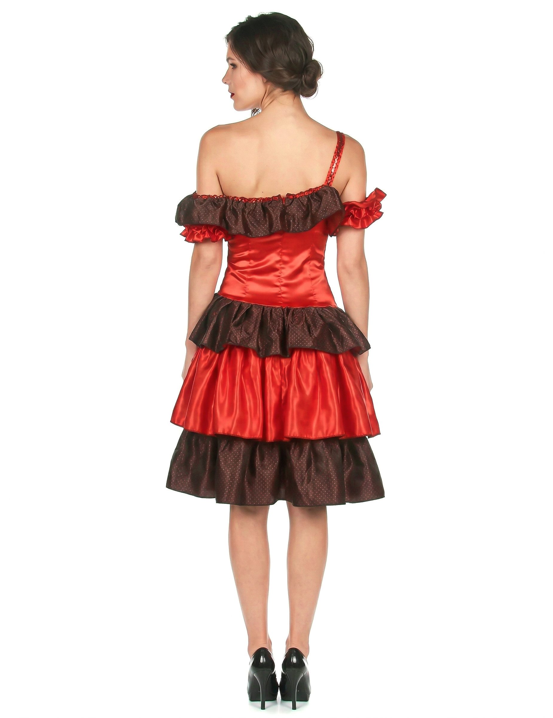 JADEO Kostüm Flamenco-Damenkostüm Spanische Tänzerin rot-schwarz