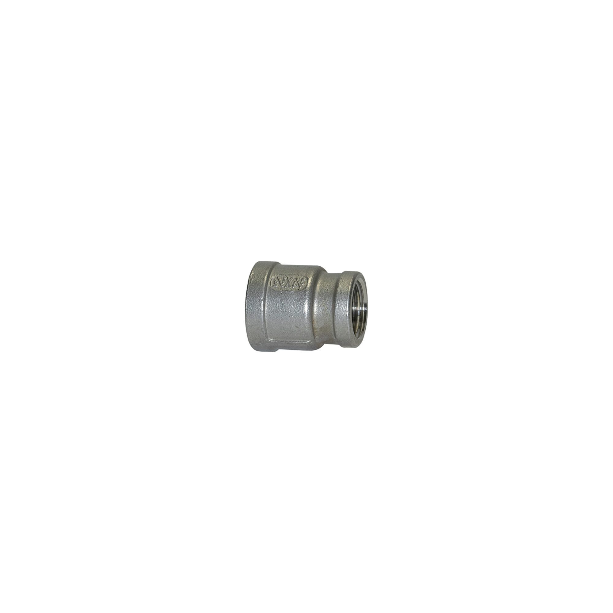 RIEGLER Sanitär-Installationsset Riegler Reduziermuffe, rund, G 1/2 i., G 3/8 i., Edelstahl 1.4408