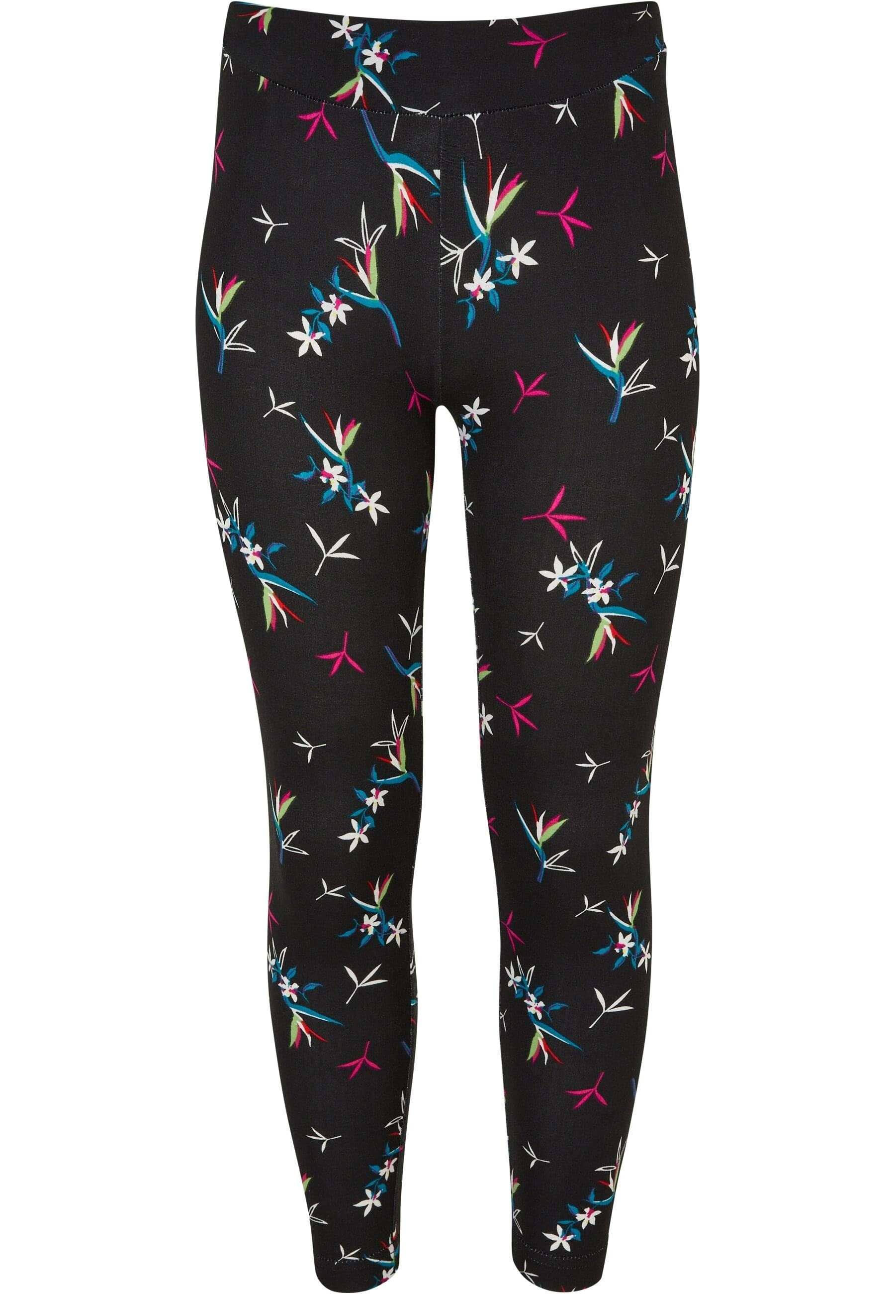 URBAN CLASSICS Leggings Damen Soft blackfloret Leggings (1-tlg) AOP Girls