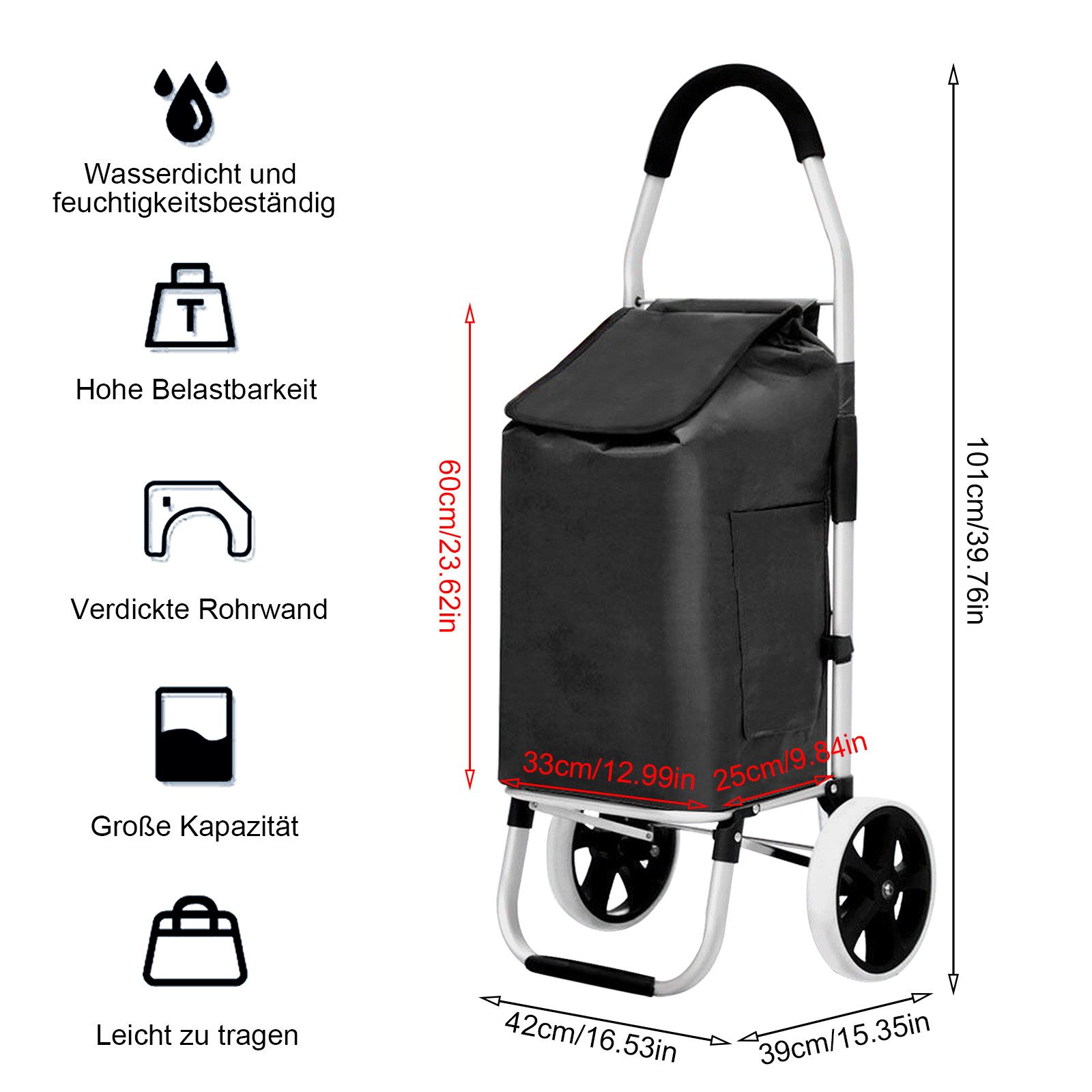 TWSOUL Einkaufstrolley Zusammenklappbarer Einkaufswagen aus Aluminiumlegier günstig online kaufen