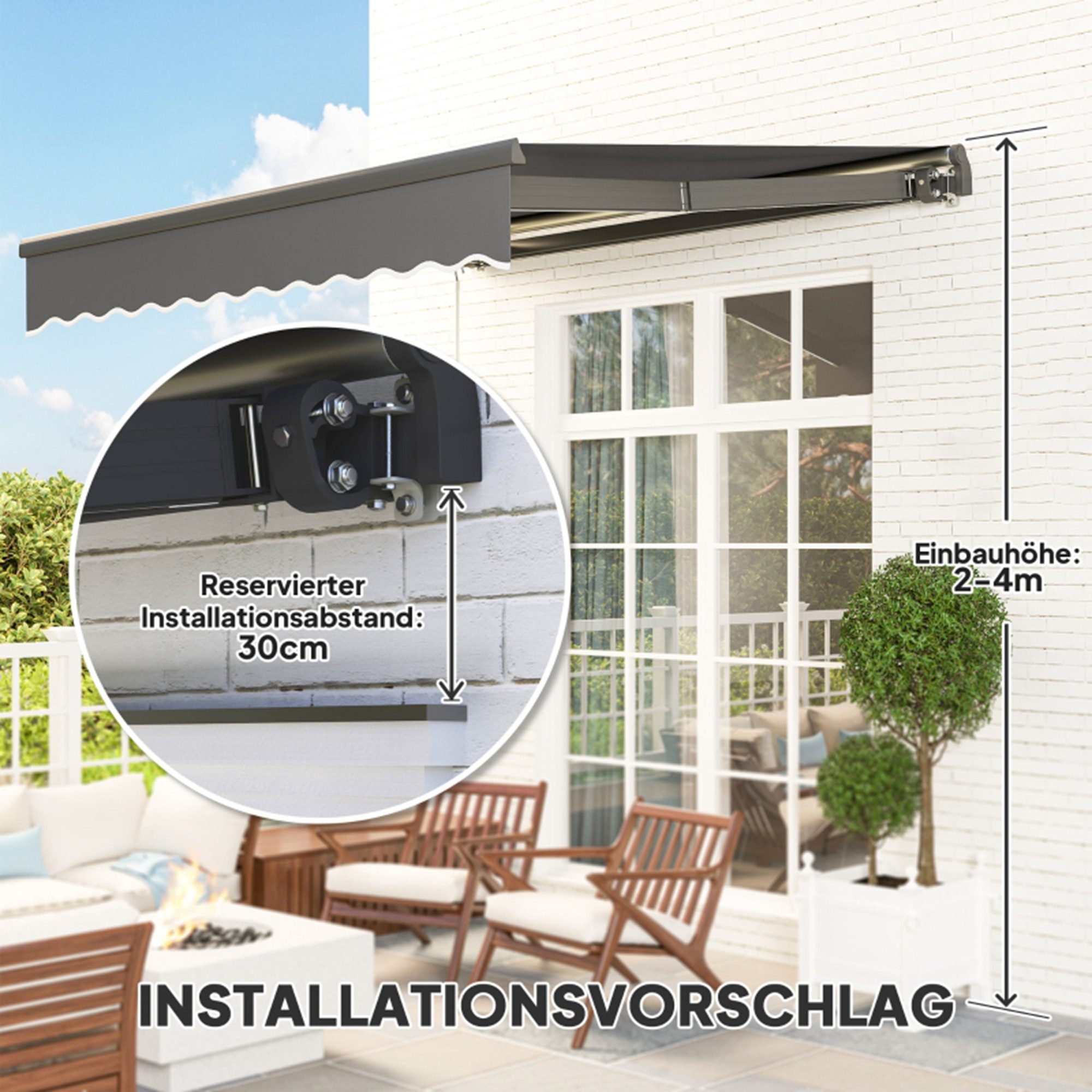 MC Star Klemmmarkise mit Handkurbel Solar-Lichte günstig online kaufen