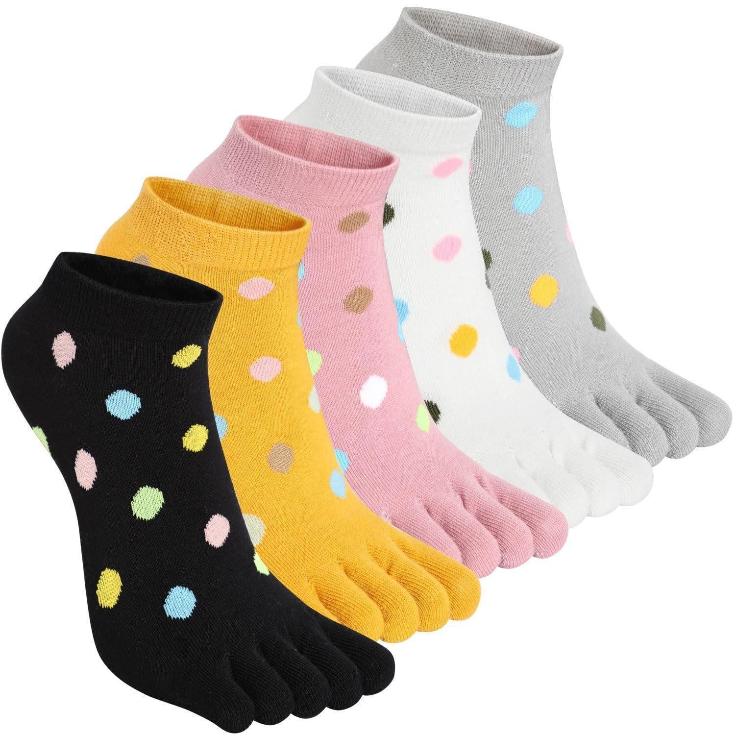 LuxusKollektion Zehensocken Damen Zehensocken Baumwolle Kurz Bunt Tier Streifen 35-40