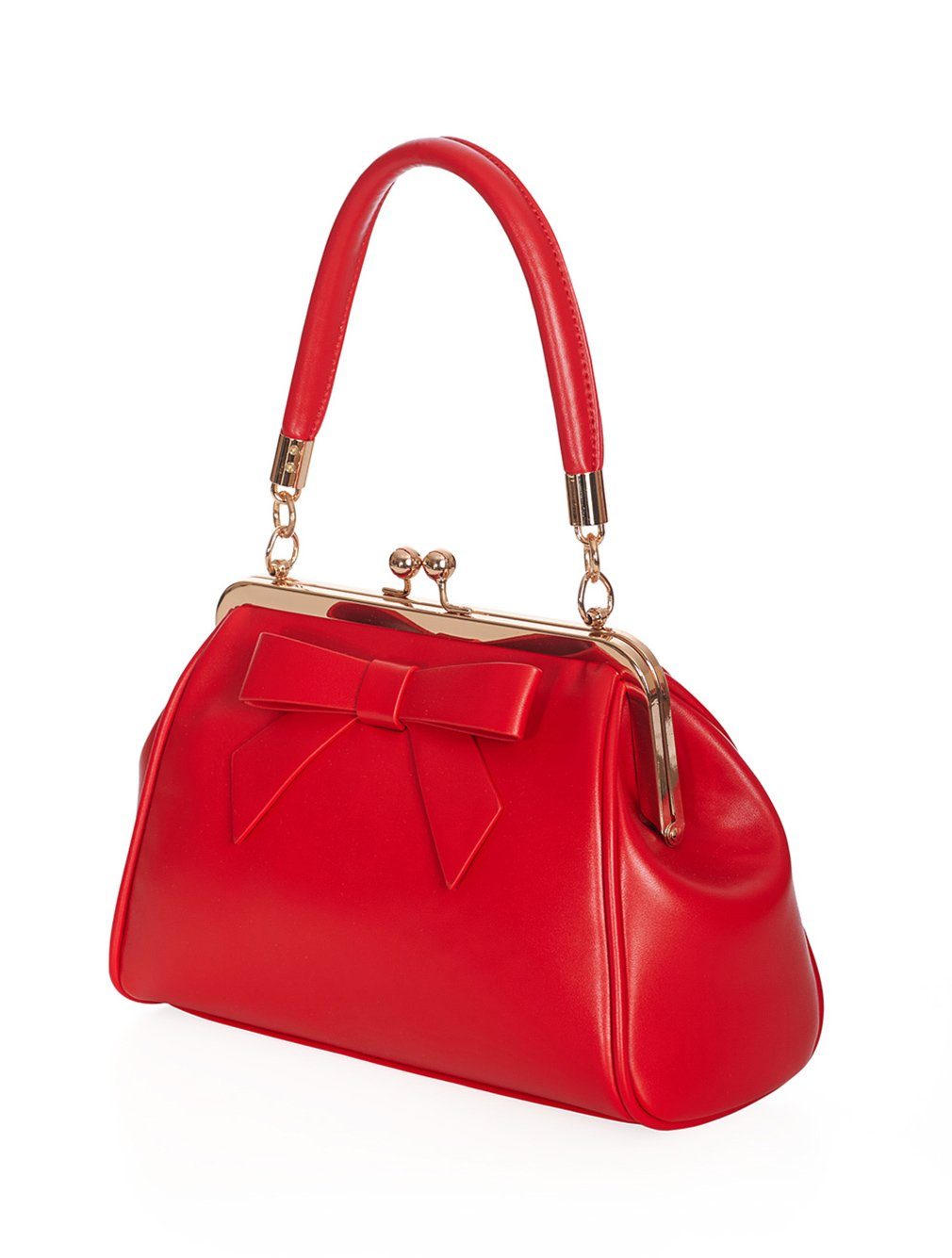 Banned Handtasche Daydream Rot, Vintage Retro Kunstleder Schleife Henkeltasche