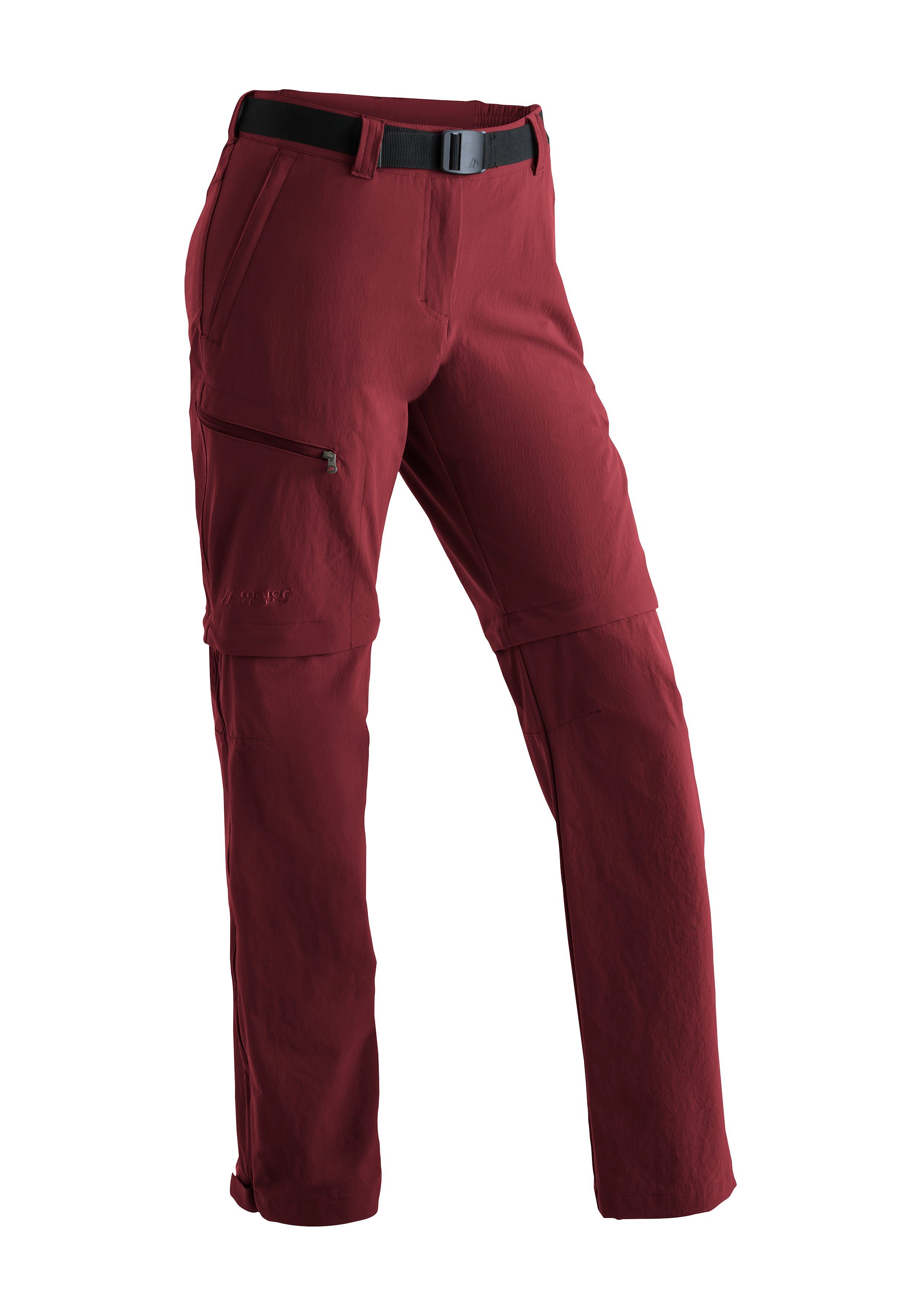 weinrot atmungsaktive Sports zipp-off Funktionshose Nata Wanderhose, Damen Outdoor-Hose Maier