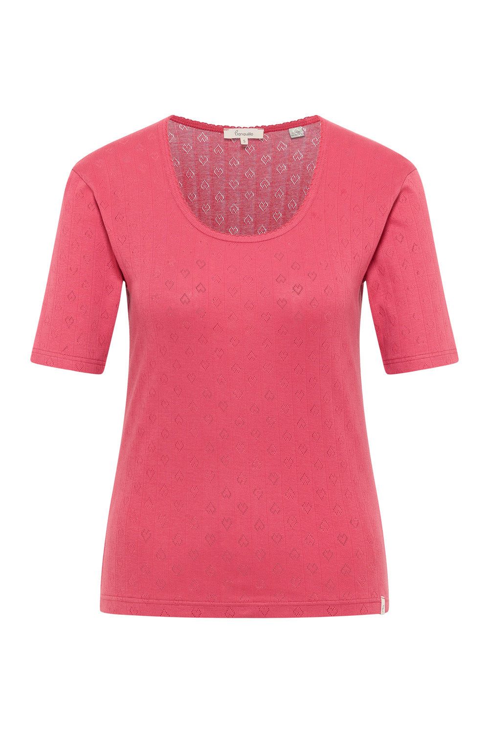 Tranquillo T-Shirt Jerseyshirt Camilaa Herz-Ajour Muster Leichtes Ajour-Jerseyshirt aus 100 % Bio-Baumwolle – Bild 5 von 5