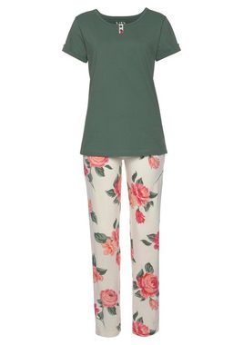 Vivance Dreams Pyjama (2 tlg., 1 Stück) mit geblümter Schlafhose