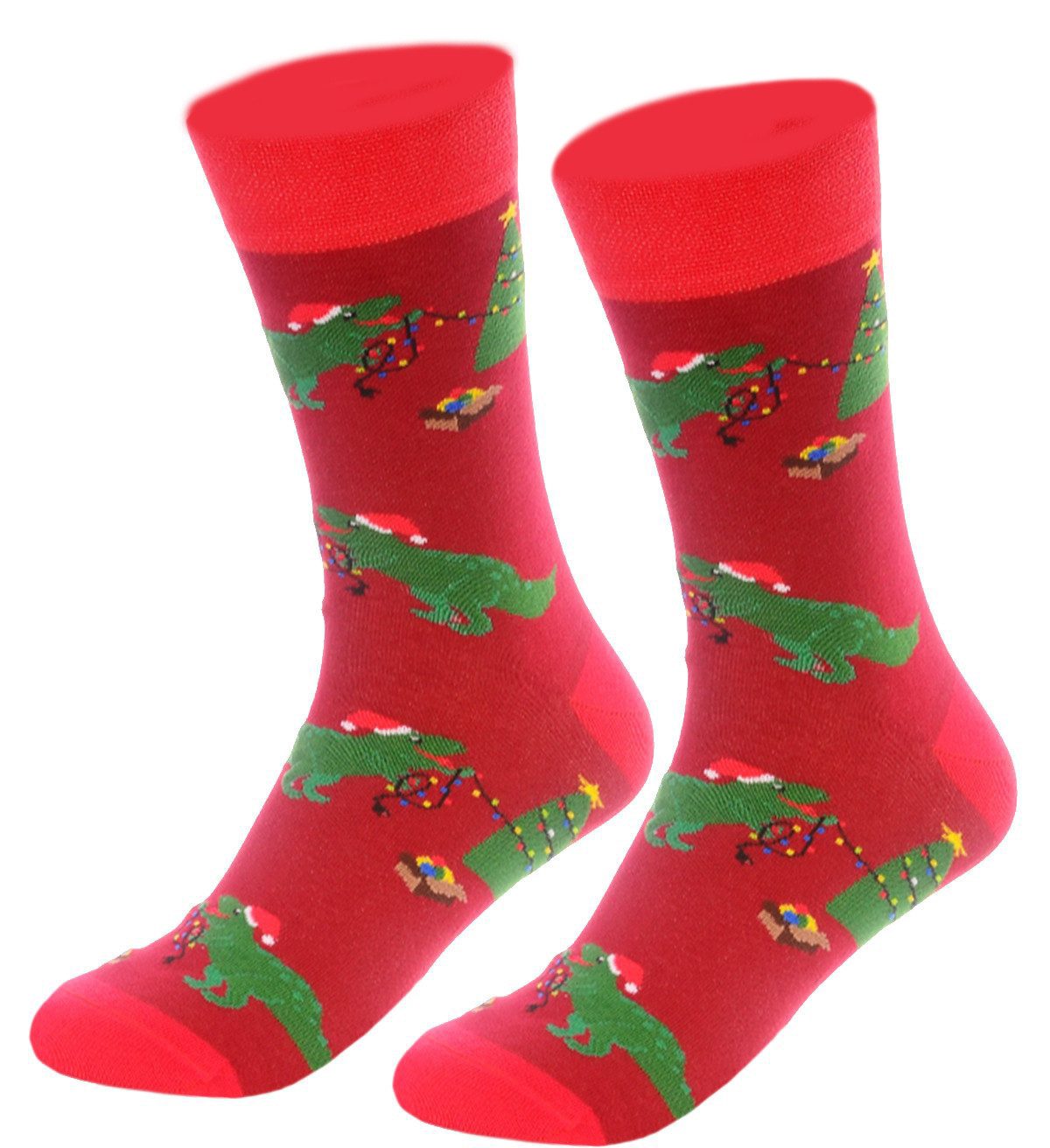 Martinex Носки Носки Weihnachtssocken für Damen und Herren weihnachtlich gemustert nahtlos, blau oder rot mit Dinos 35 36 37 38 39 40 41 42 43 44 45 46