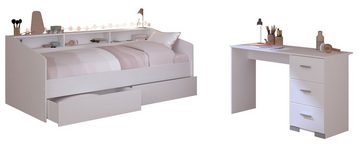 Parisot Jugendzimmer-Set Sleep 2-teilig inkl. Bett mit Bettkästen weiß + Schreibtisch, (2-tlg)