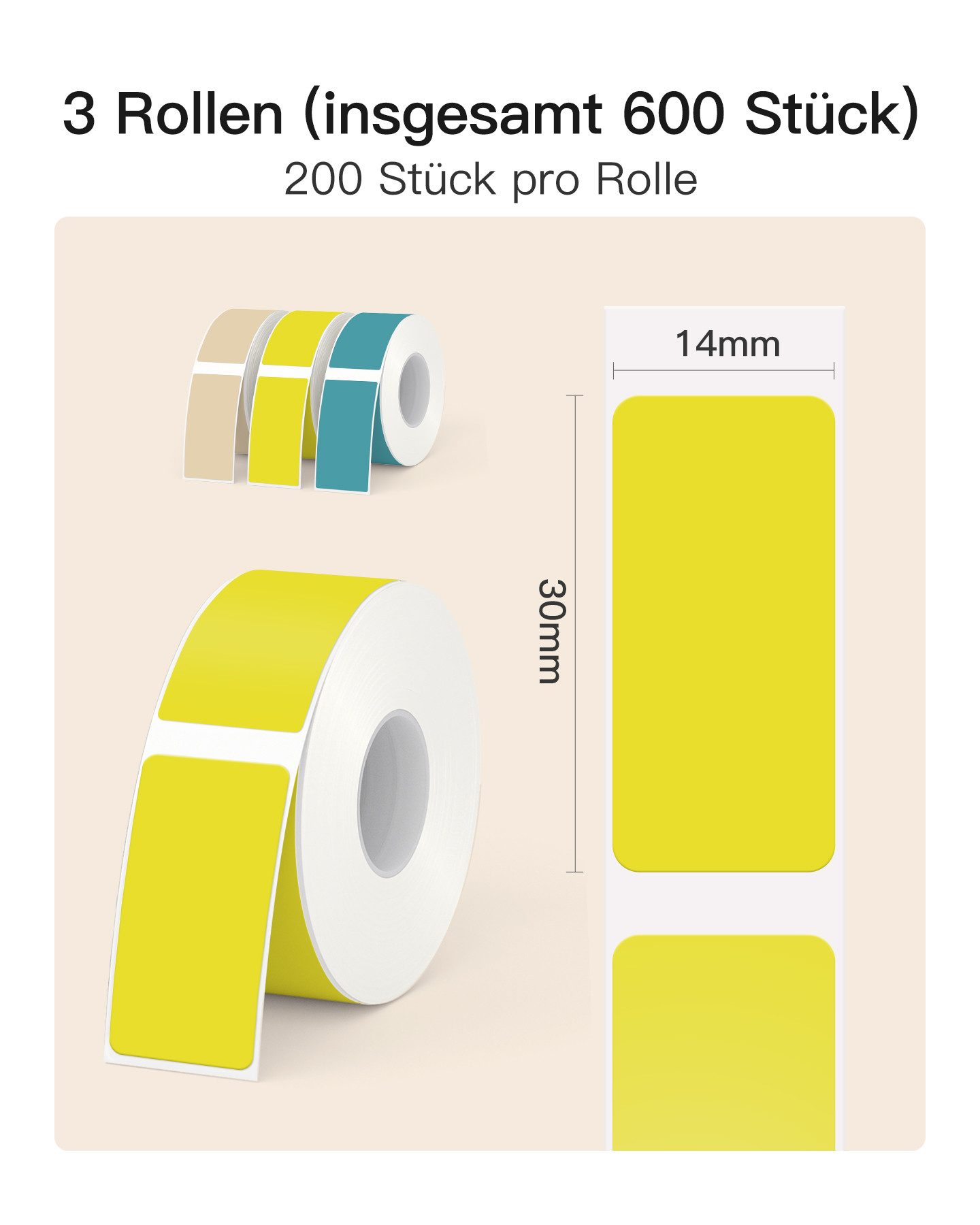 Inateck Etikettenpapier Wasser- und ölabweisendes Thermopapier, 3 Rollen/Box, für Büro und Zuhause