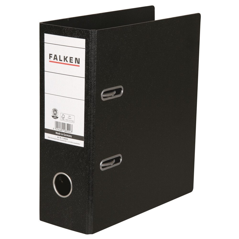 FALKE Aktenordner Falken Ordner S80 11285830 DIN A5 hoch 80mm Hartpappe schwarz