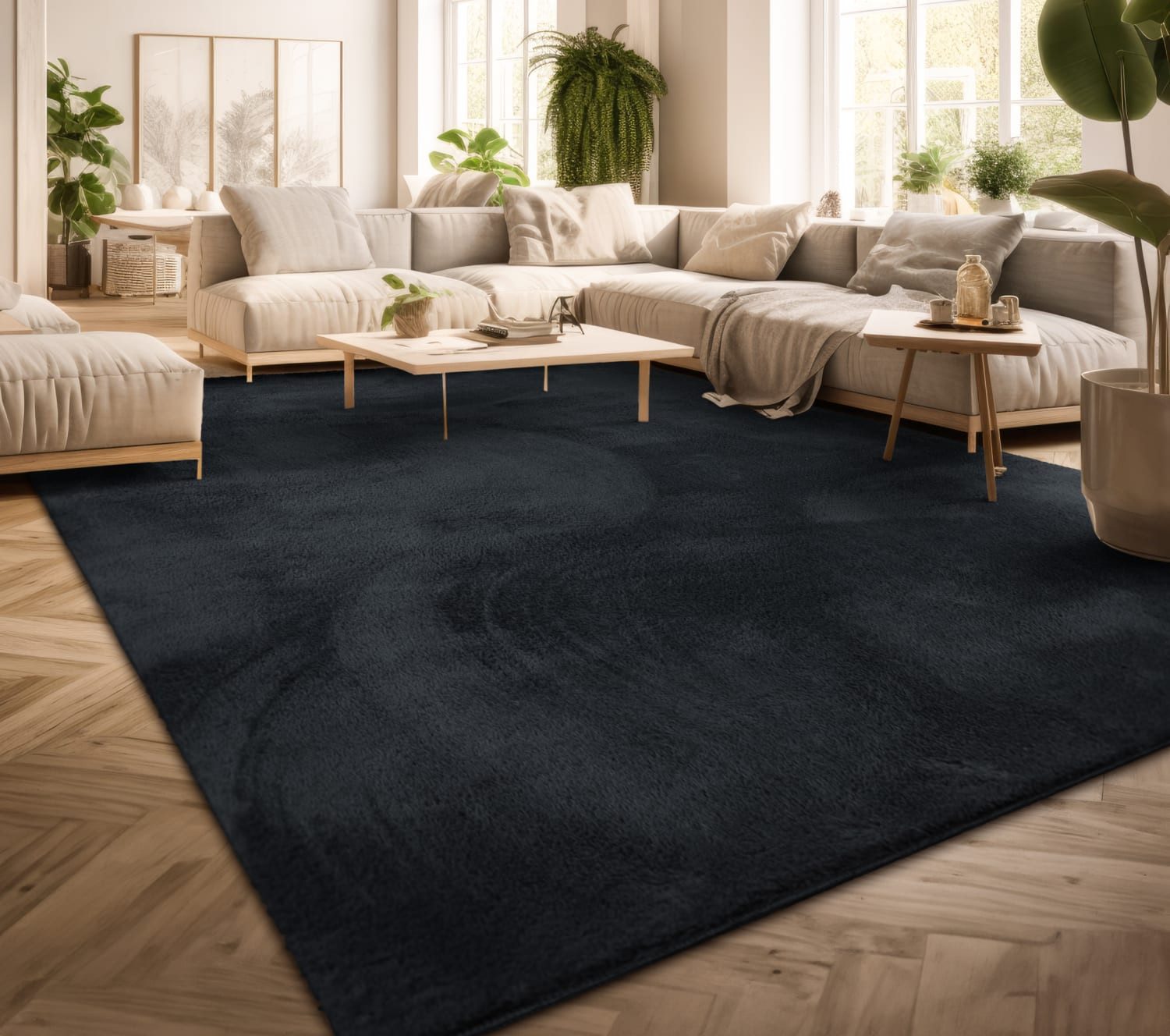 TT Home Teppich Diele, Esszimmer, Flur, Schlafzimmer, Wohnzimmer, Rechteckig, Höhe: 14 mm, Wohnzimmer Kurzflor Einfarbig Modernes Design Waschbar