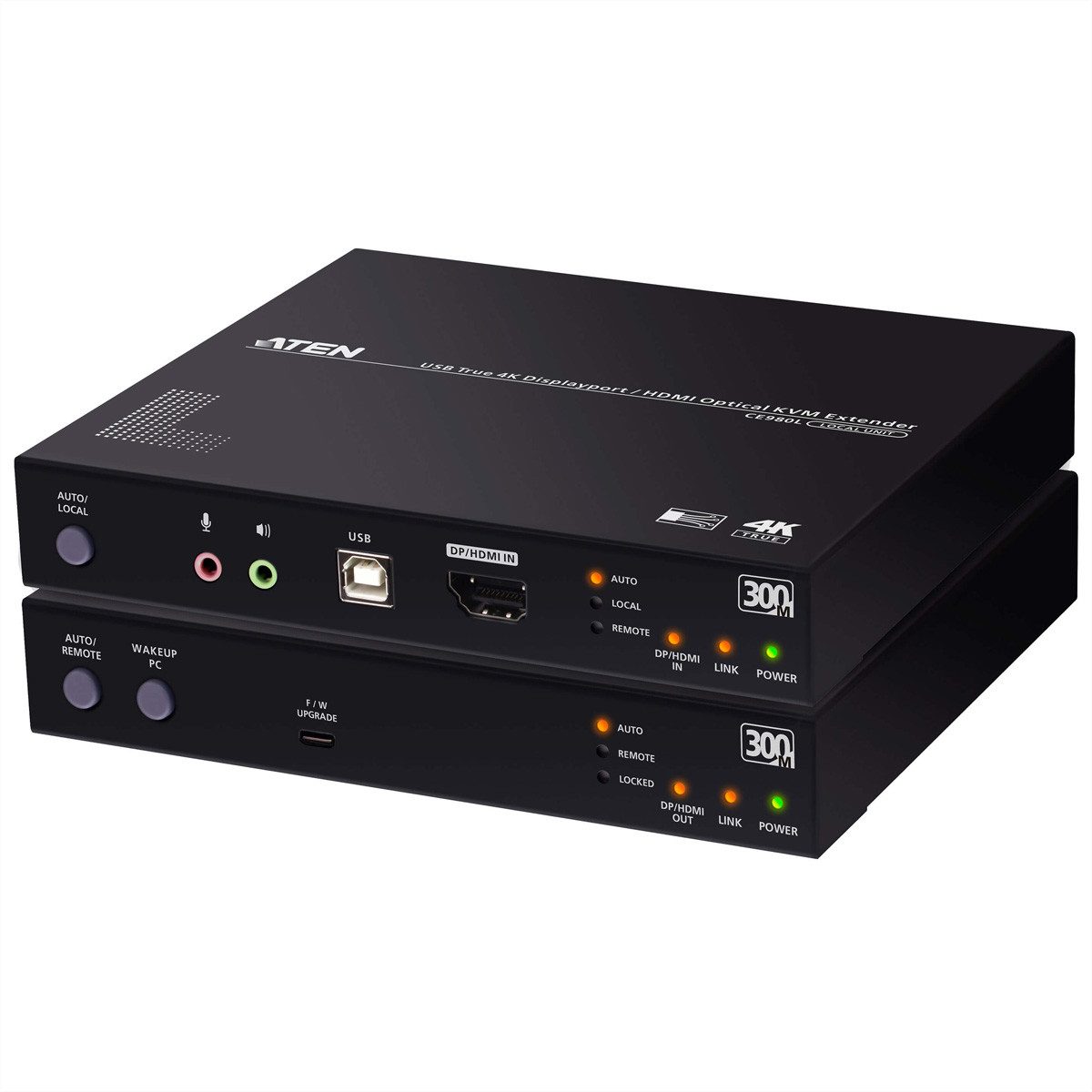 Aten CE980 USB True 4K DisplayPort/HDMI Optical KVM Extender Audio- & Video-Adapter, 30000.0 cm