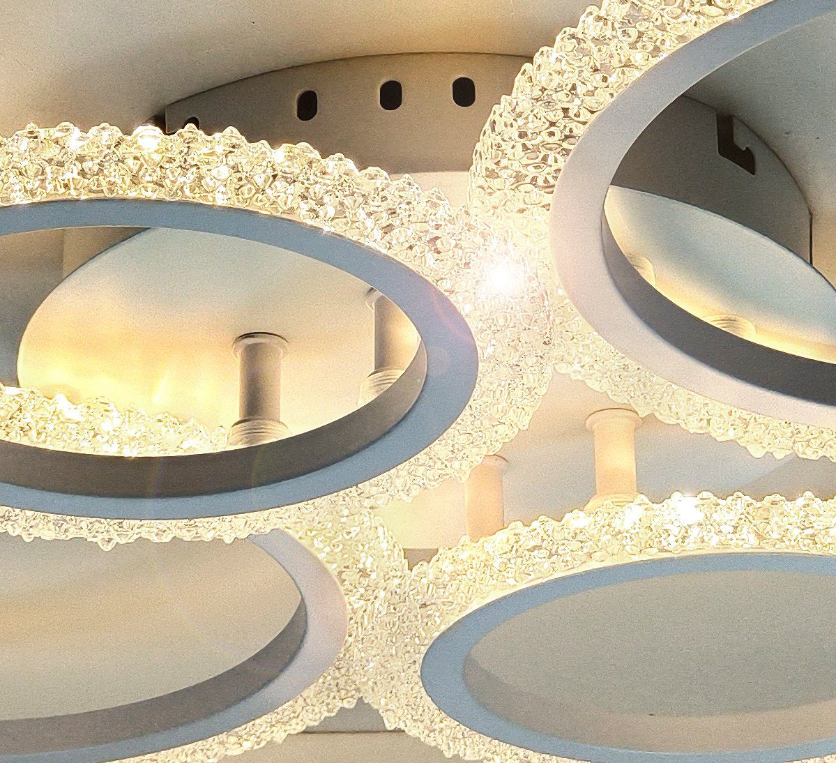 4 einstellbar, XL-XXL Fernbedienung, Ringe werden gespeichert, 11-45W, groß / Weiß, funkelnd Lewima Warmweiß Einstellungen Neutralweiß 60x41cm per Farbwechsel / LED glitzernd Deckenleuchte Deckenlampe Dimmbar Kaltweiß