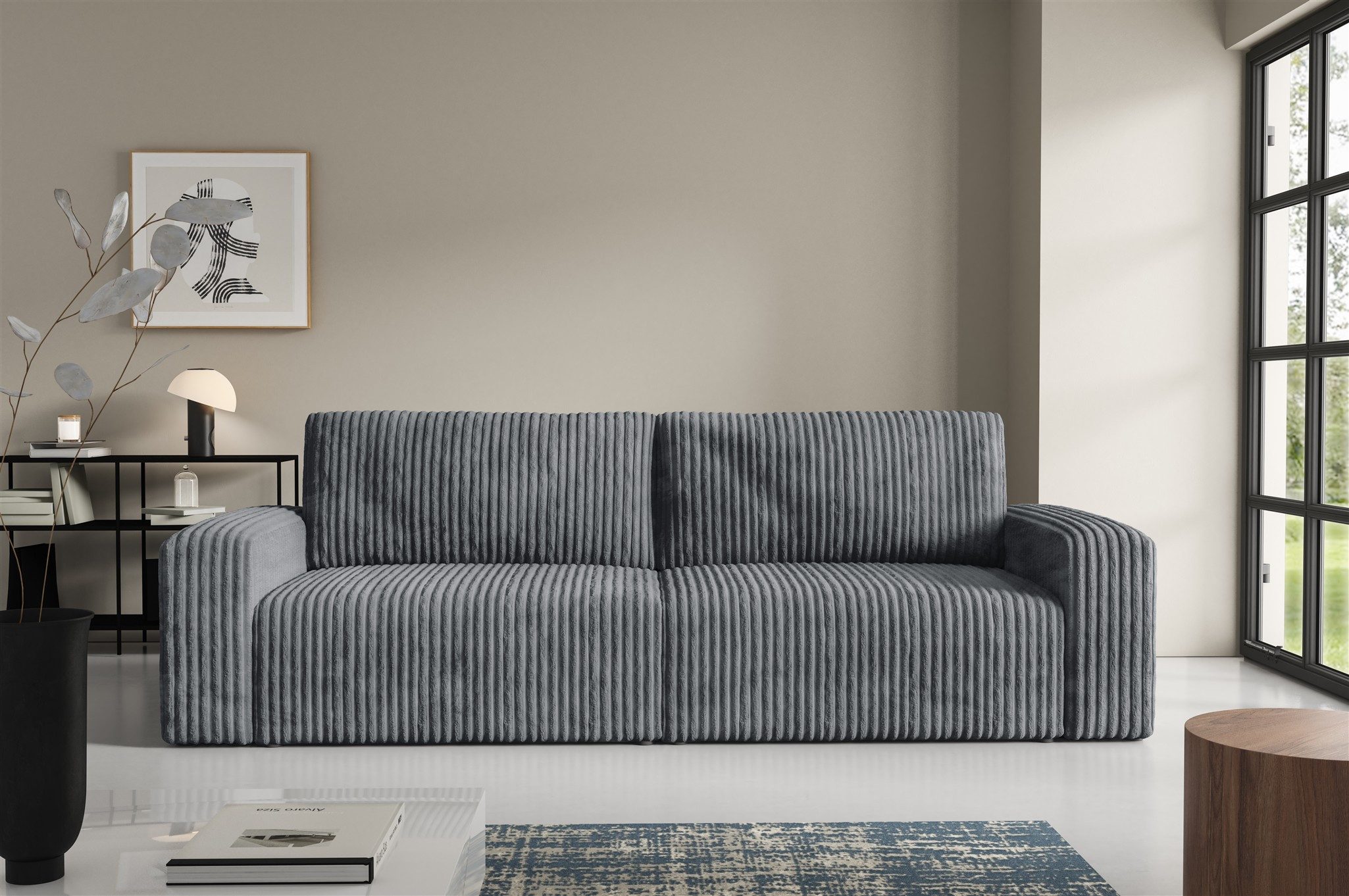 Fun Möbel 3-Sitzer Sofa NATALIA mit Schlaffunktion in Stoff Tilia, Rundumbezug, mit Bettfunktion und Bettkasten