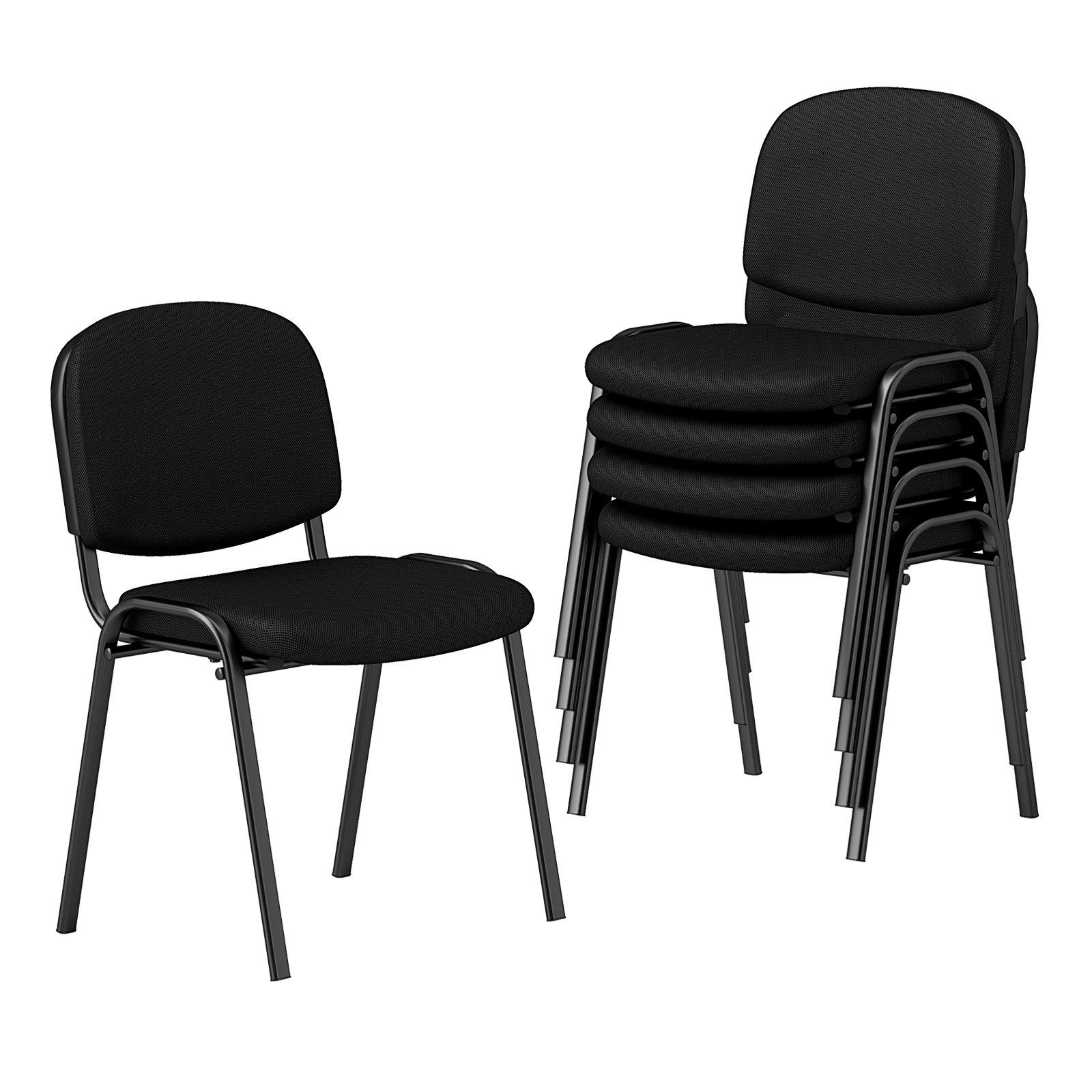 COSTWAY Bürostuhl (5 St), Ergonomisch ohne armlehnen, 150kg, Schwarz