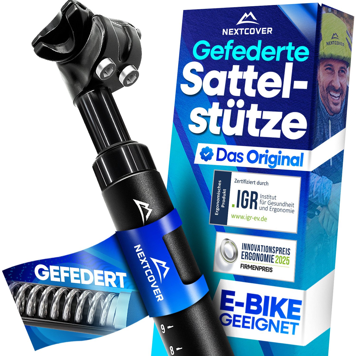 Nextcover Sattelstütze NEXTCOVER® Sattelstütze gefedert mit 27.2/30.9/31.6mm Durchmesser
