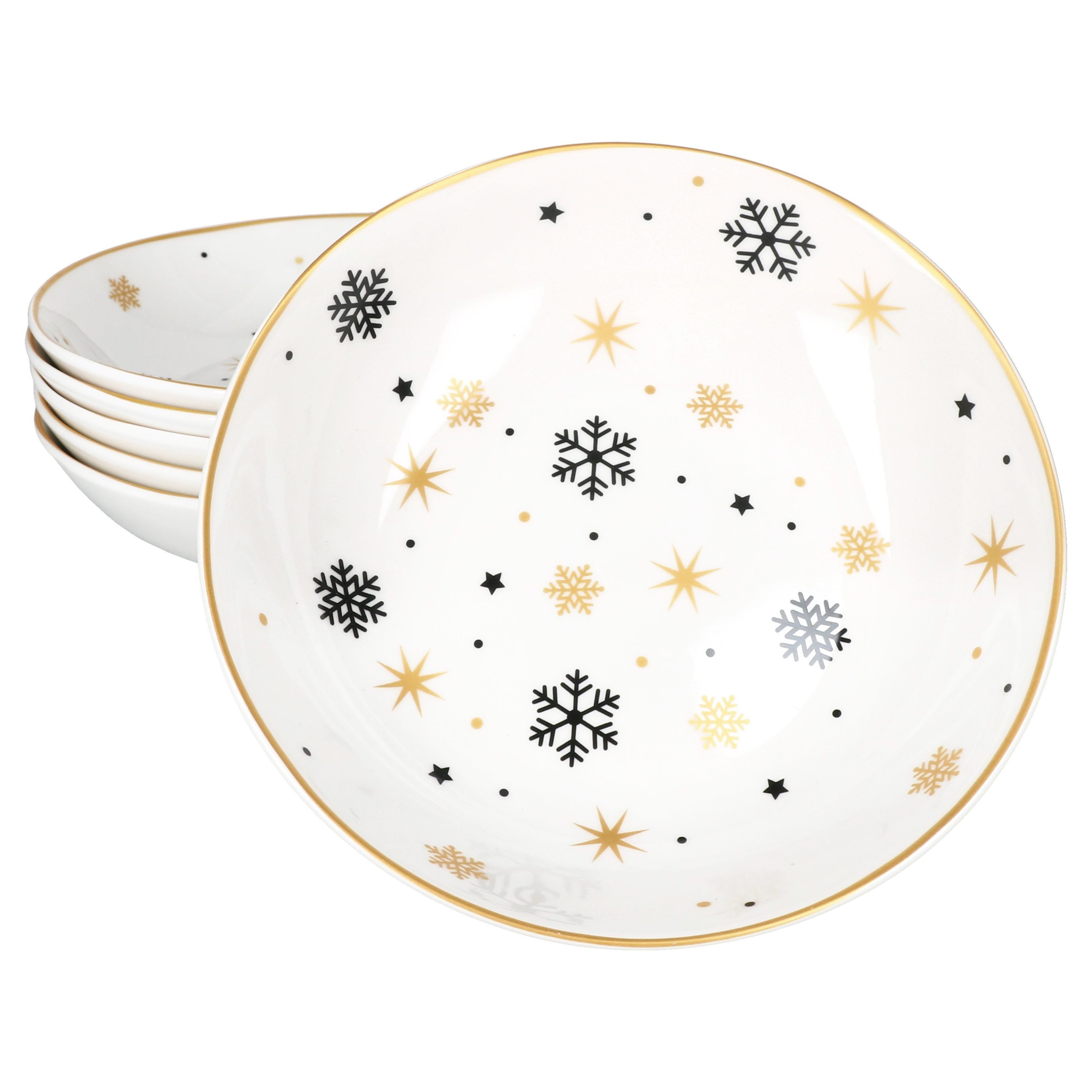 Suppenteller 6x Stars schwarz & gold Suppenteller 500ml tiefe Teller Pasta Salat