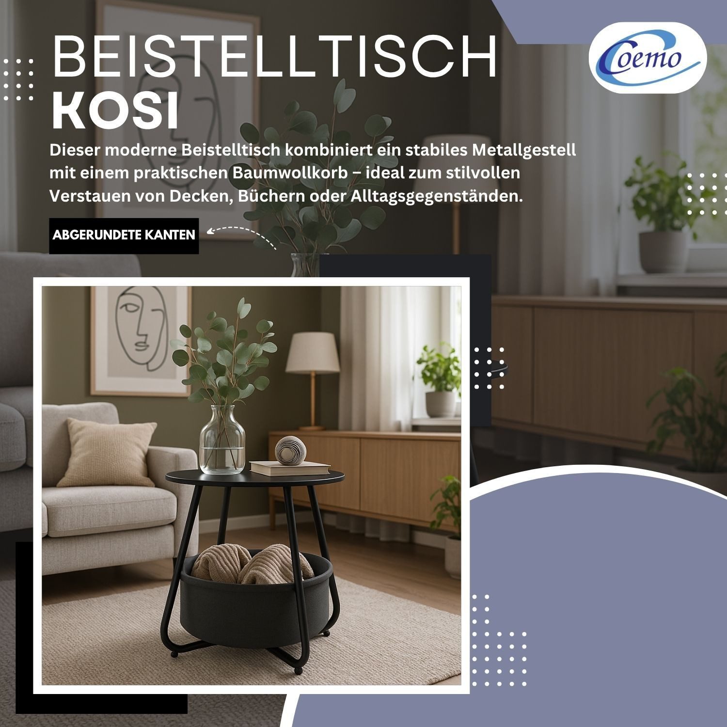 Coemo Wohnzimmertisch KOSI, Schwarz Metallgestell Couchtisch günstig online kaufen