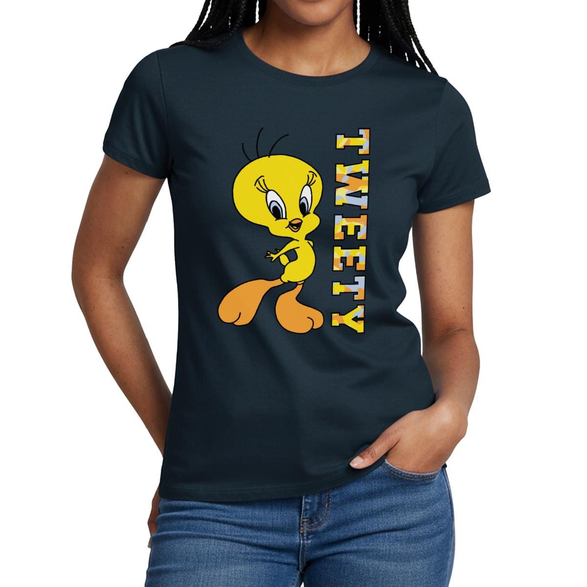 Spreadshirt T-Shirt Looney Tunes Tweety Camouflage Frauen T-Shirt (1-tlg)