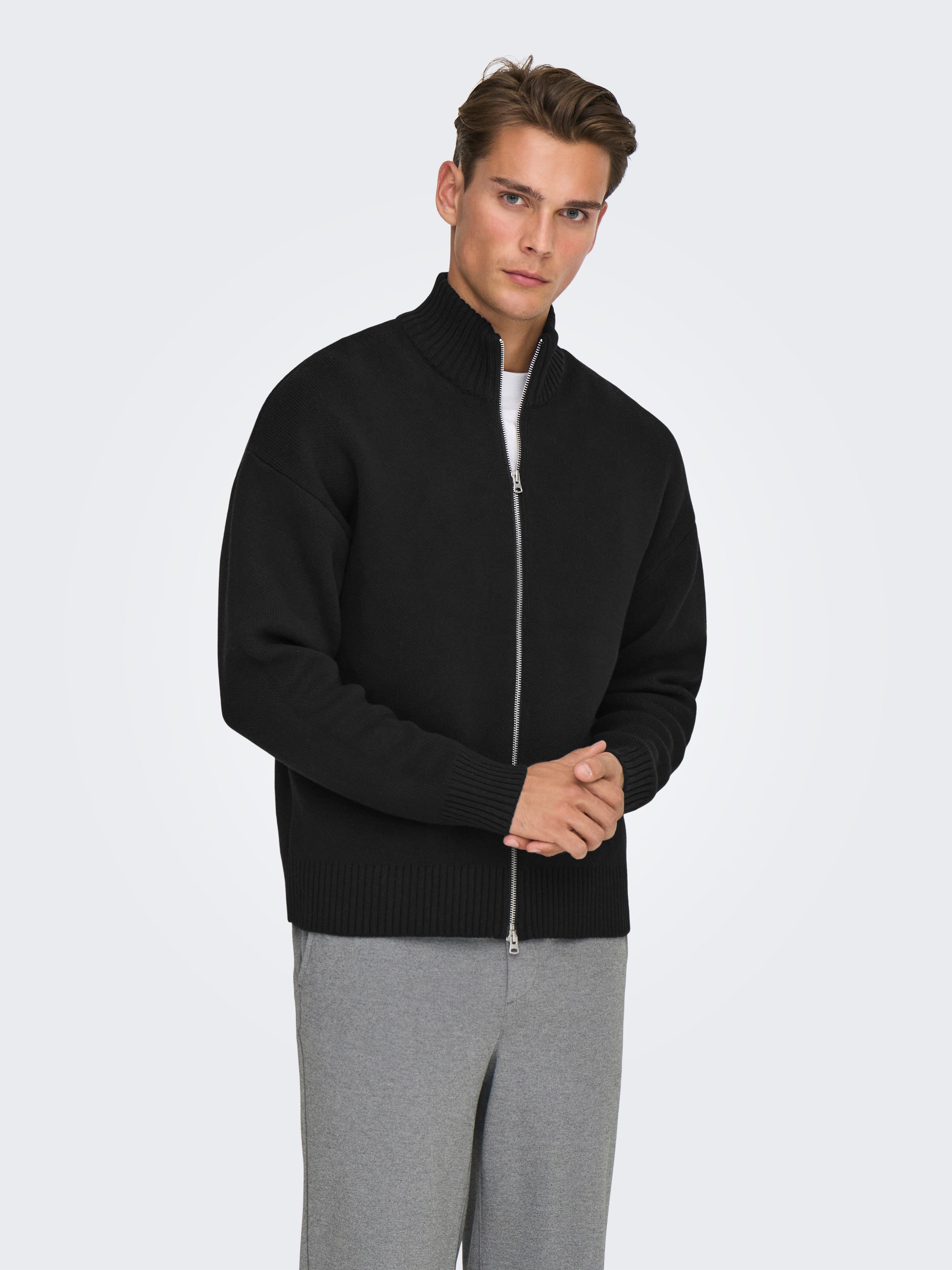 ONLY & SONS Strickjacke ONSBLAKE DS HIGH NECK CARDIGAN KNIT NOOS Baumwollmischung