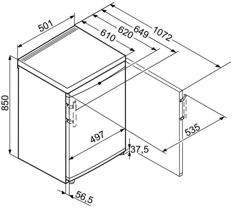 Top breit 50,1 hoch, Table Kühlschrank 1414-22, 85 Liebherr cm cm T