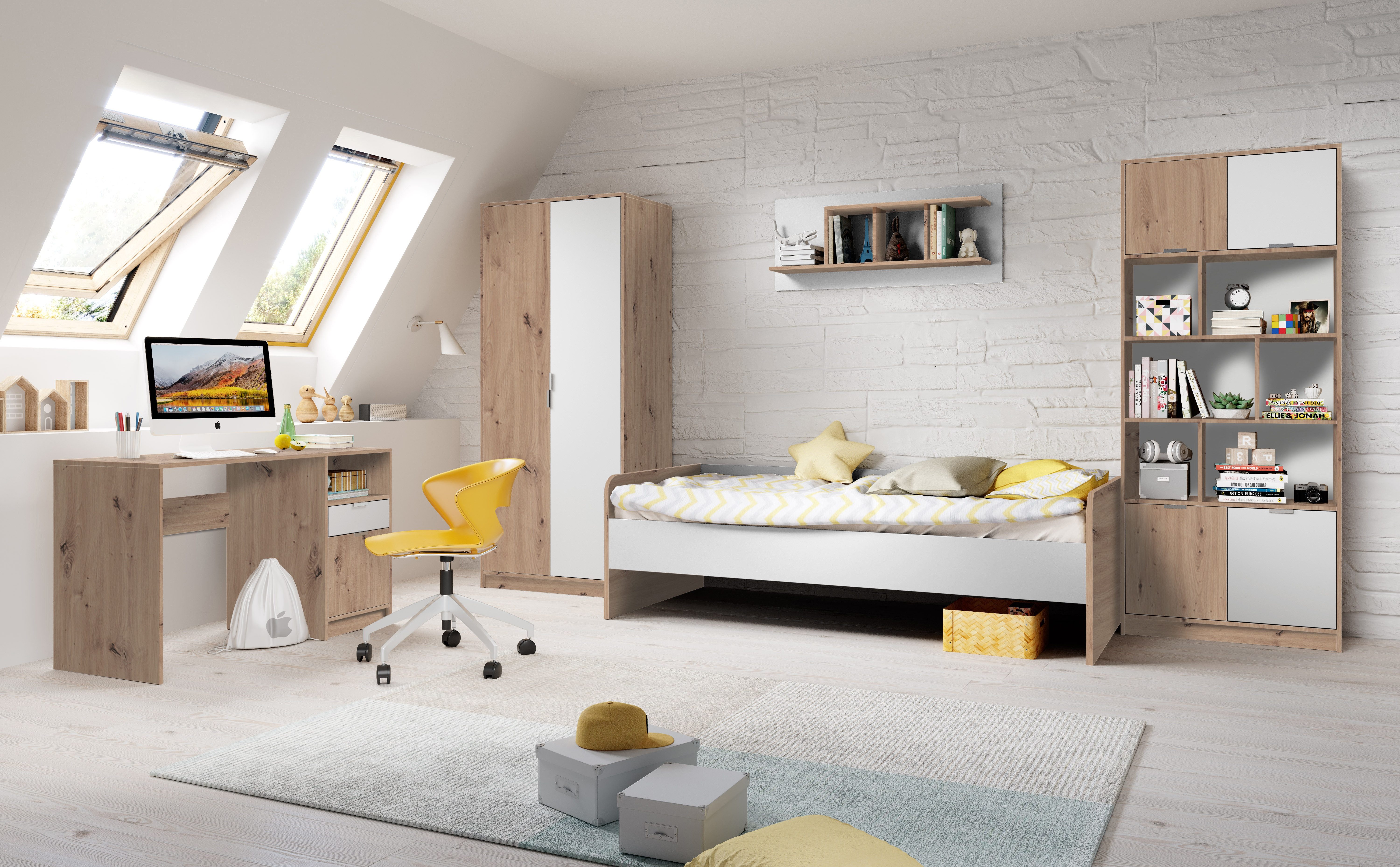 Jugendzimmer-Set Karla in Artisan Eiche und Weiß