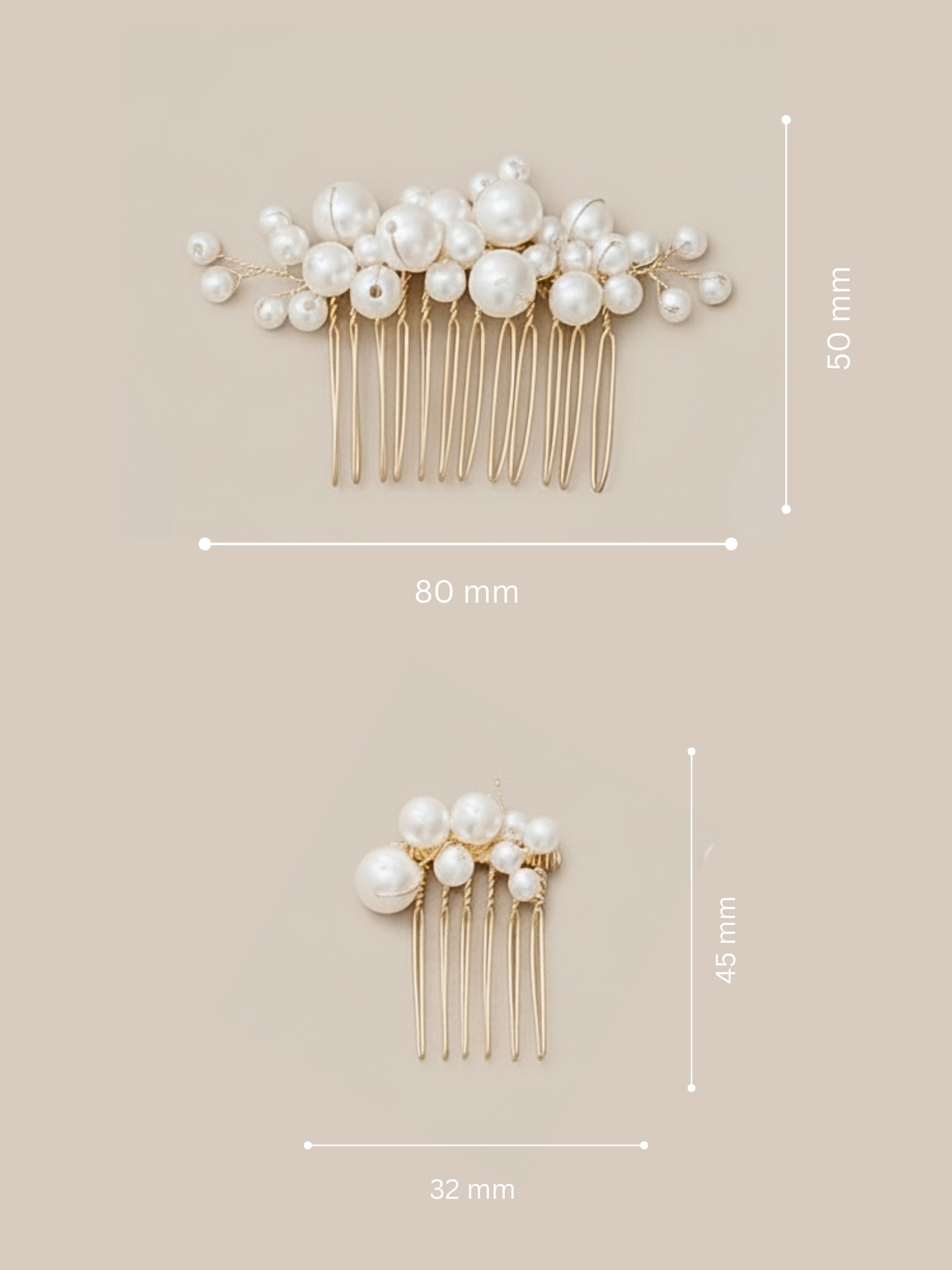 ANNIS WIESBADEN EST. 2021 Haarnadeln Braut Haarschmuck Set, Perlen Haarkamm & Haarspangen gold, Set, 6 Teile Set: 1 x großer Haarkamm, 2 x kleiner Haarkamm, 3 x Haarnadeln