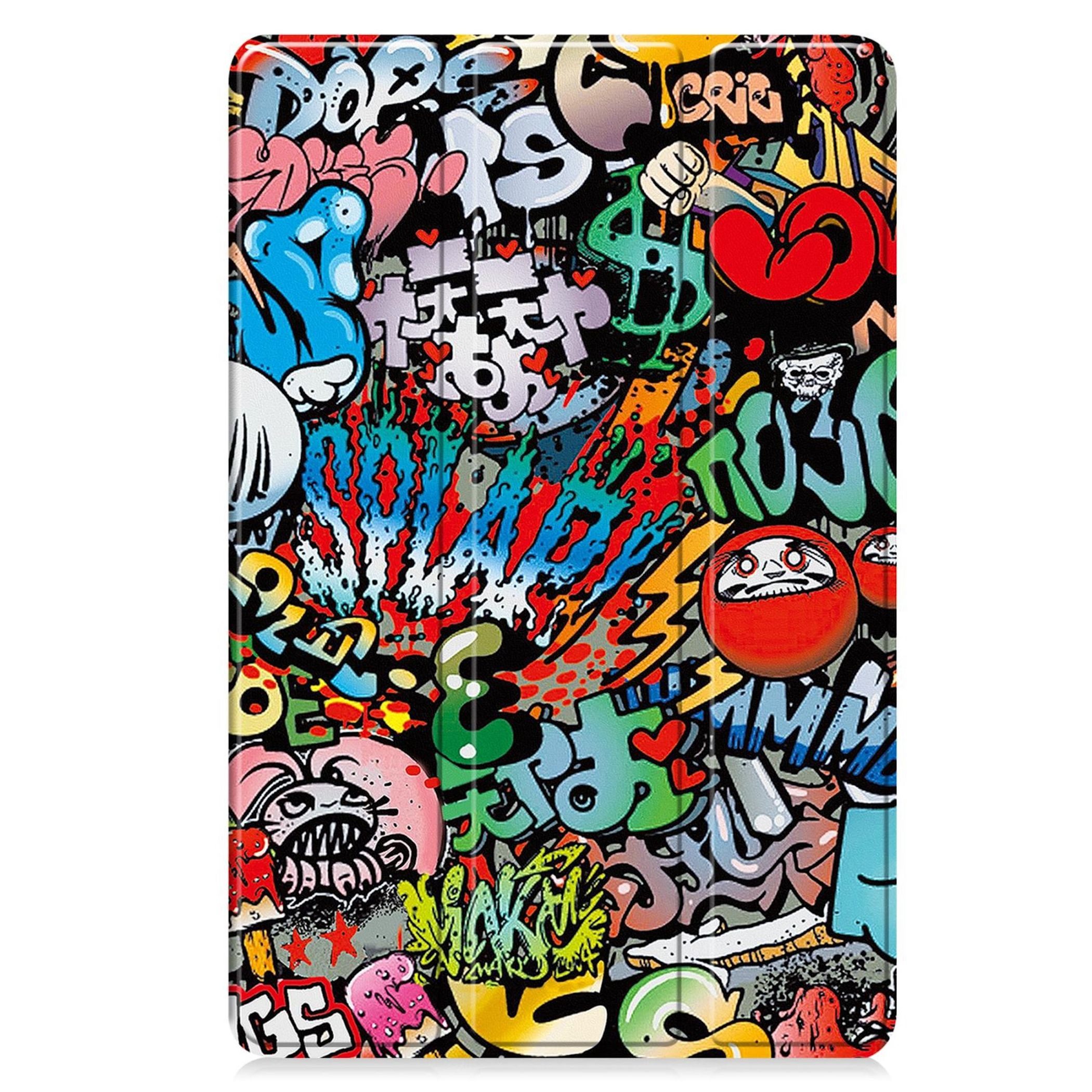 Wigento Tablet-Hülle Für Samsung Galaxy Tab S10 FE Plus 3folt Wake UP Smart Hülle Graffiti, Graffiti Design, 3-Fold Standfunktion