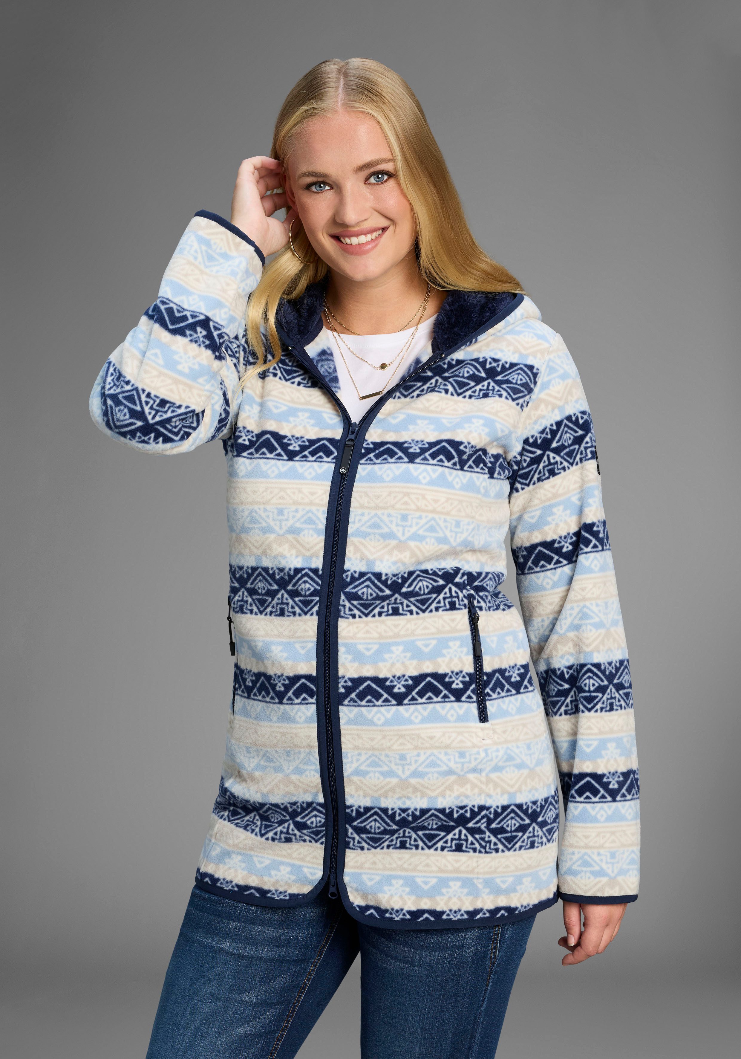 Polarino Fleecejacke Fleecejacke mit Print und günstig online kaufen