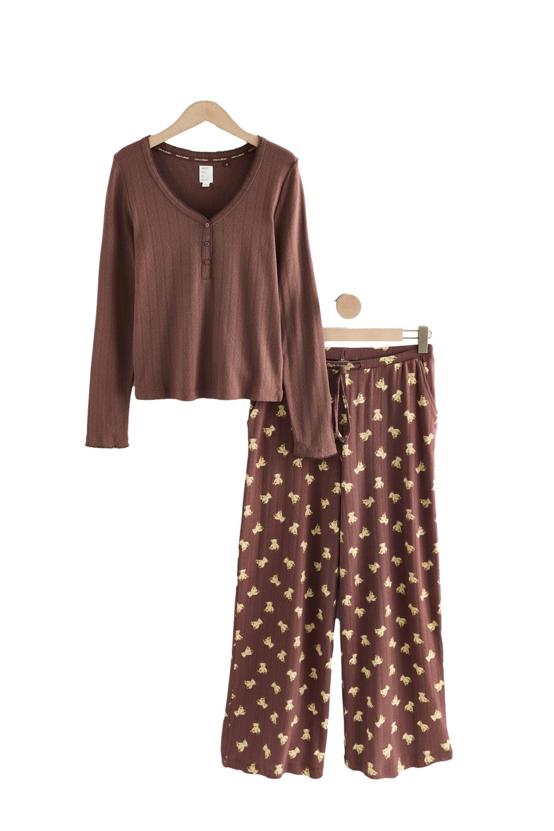 Next Pyjama Langarm-Schlafanzug mit Pointelle-Stickerei (2 günstig online kaufen