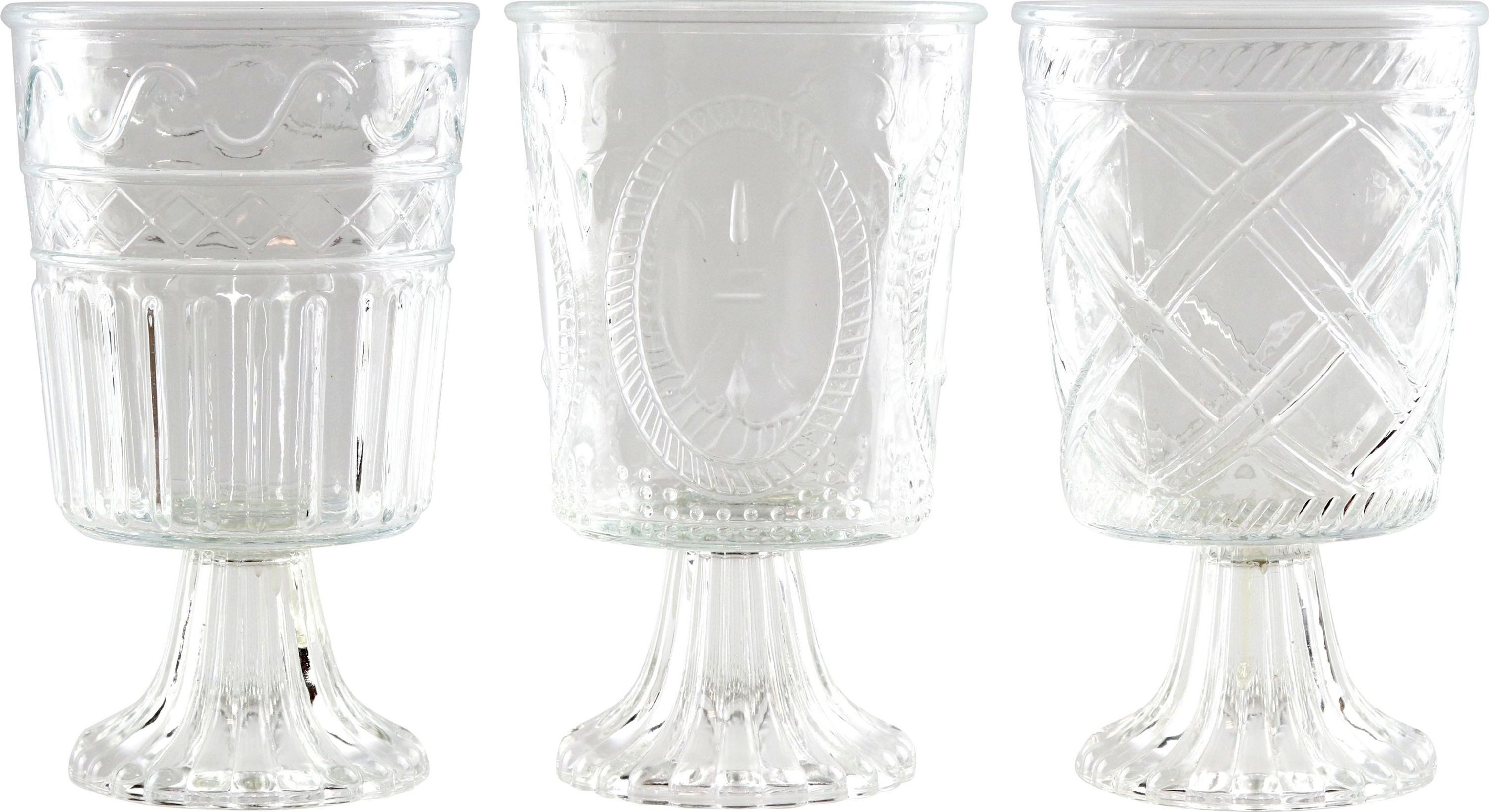 FURNARO Kerzenhalter (3-tlg), mit verschiedenen Schliffdekor aus Glas 10x10x16 cm