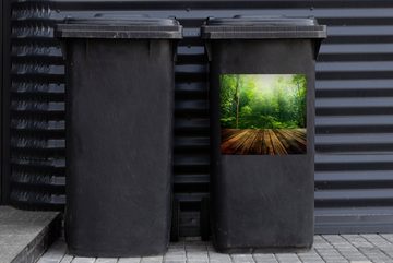 MuchoWow Wandsticker Boden - Holz - Dschungel - Jungen - Mädchen - Kinder - Kind (1 St), Mülleimer-aufkleber, Mülltonne, Sticker, Container, Abfalbehälter