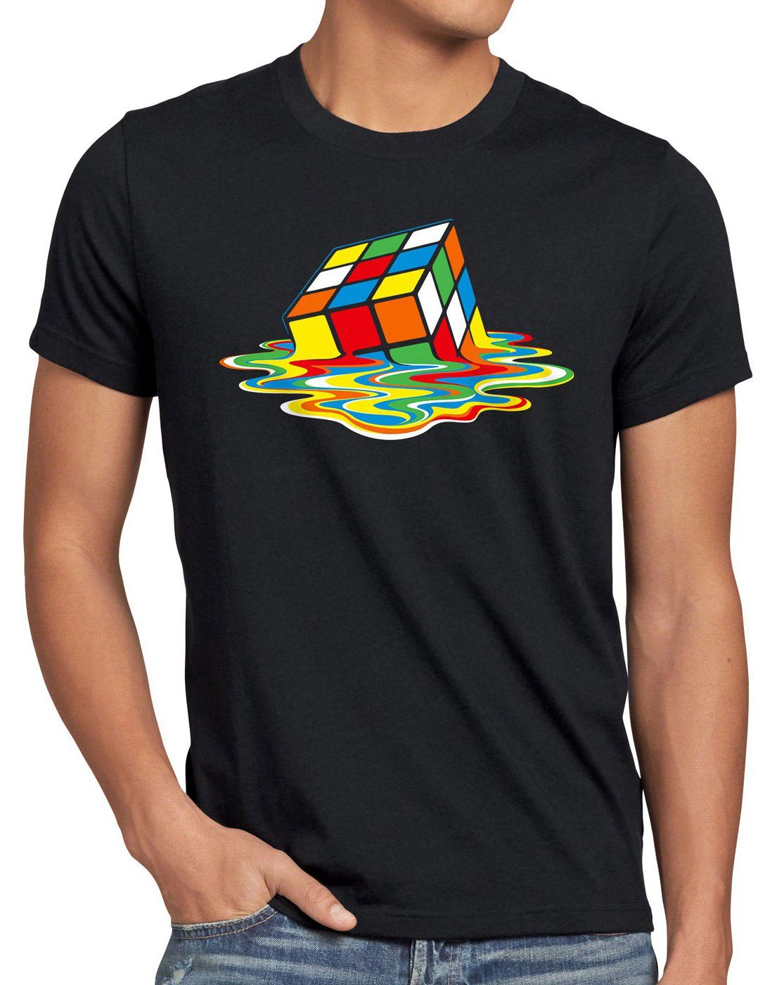 Zauberwürfel cube cooper big 80er Herren rätsel style3 Sheldon T-Shirt bang melting tv Print-Shirt