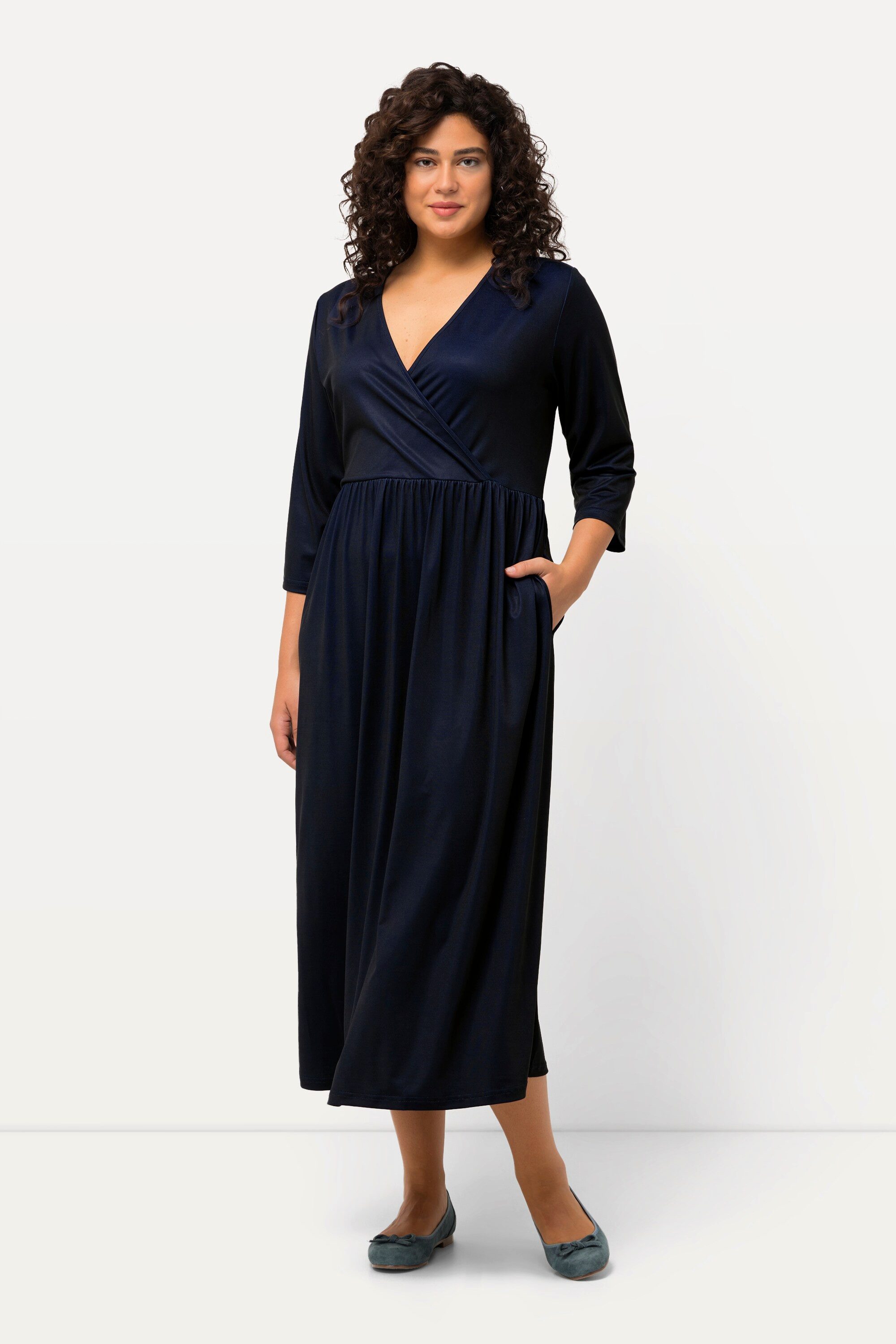 Ulla Popken Maxikleid Midikleid Punkte Wickeloptik günstig online kaufen