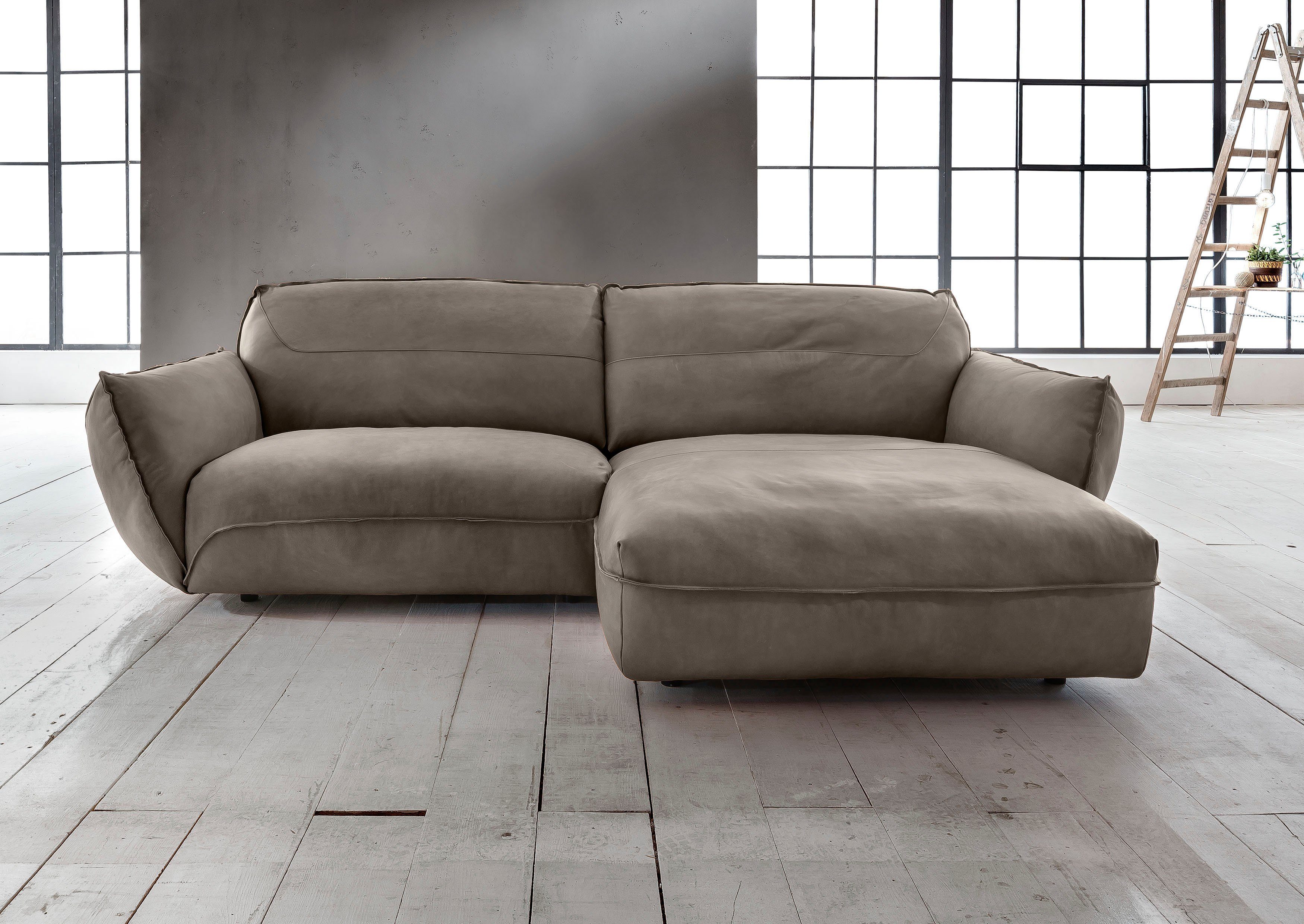 BETYPE Ecksofa Be Type Be Chilled, Mega Sofa, Bezug: hochwertiges Anilinleder, L-Form, in 2 Breiten mit stylischer und offener Nahtführung
