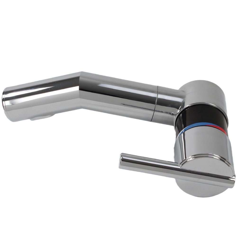 Comet Waschtischarmatur Wasserhahn schwenkbar schwarz chrom 12 cm