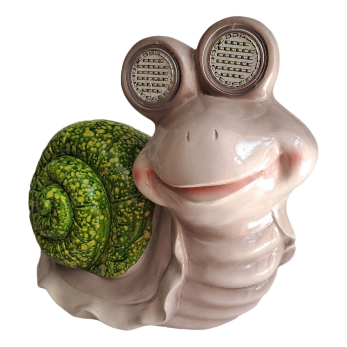 emeco Gartenfigur Solar Dekofiguren Gartendeko Schnecke & Frosch glasiert Schnecke