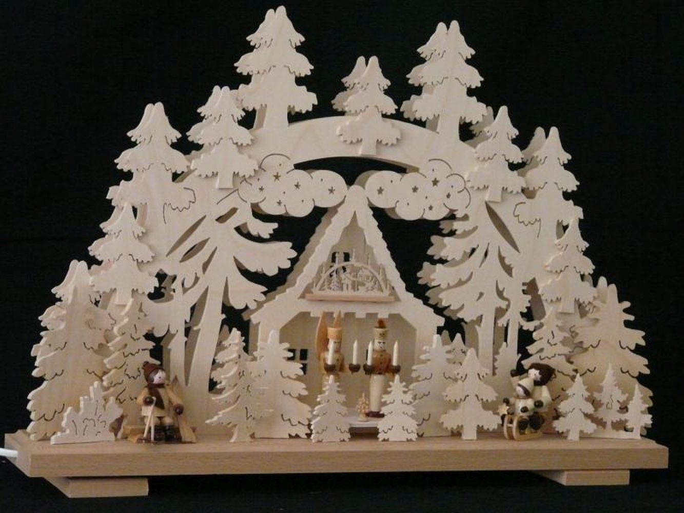 Schwibbogen Aus Dem Erzgebirge Mit Schneemännern – Beleuchtet, 70 Cm Breit