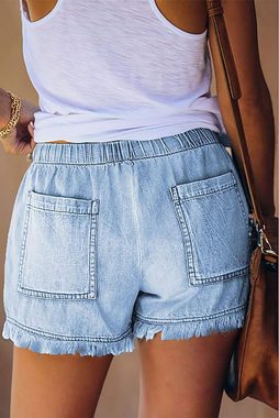 BlauWave Funktionsshorts Damen Baumwolle Leinen Shorts Gummiband (1-tlg., Hotpants Sommer Weite Kurze Hosen) Geeignet für tägliche Reisen