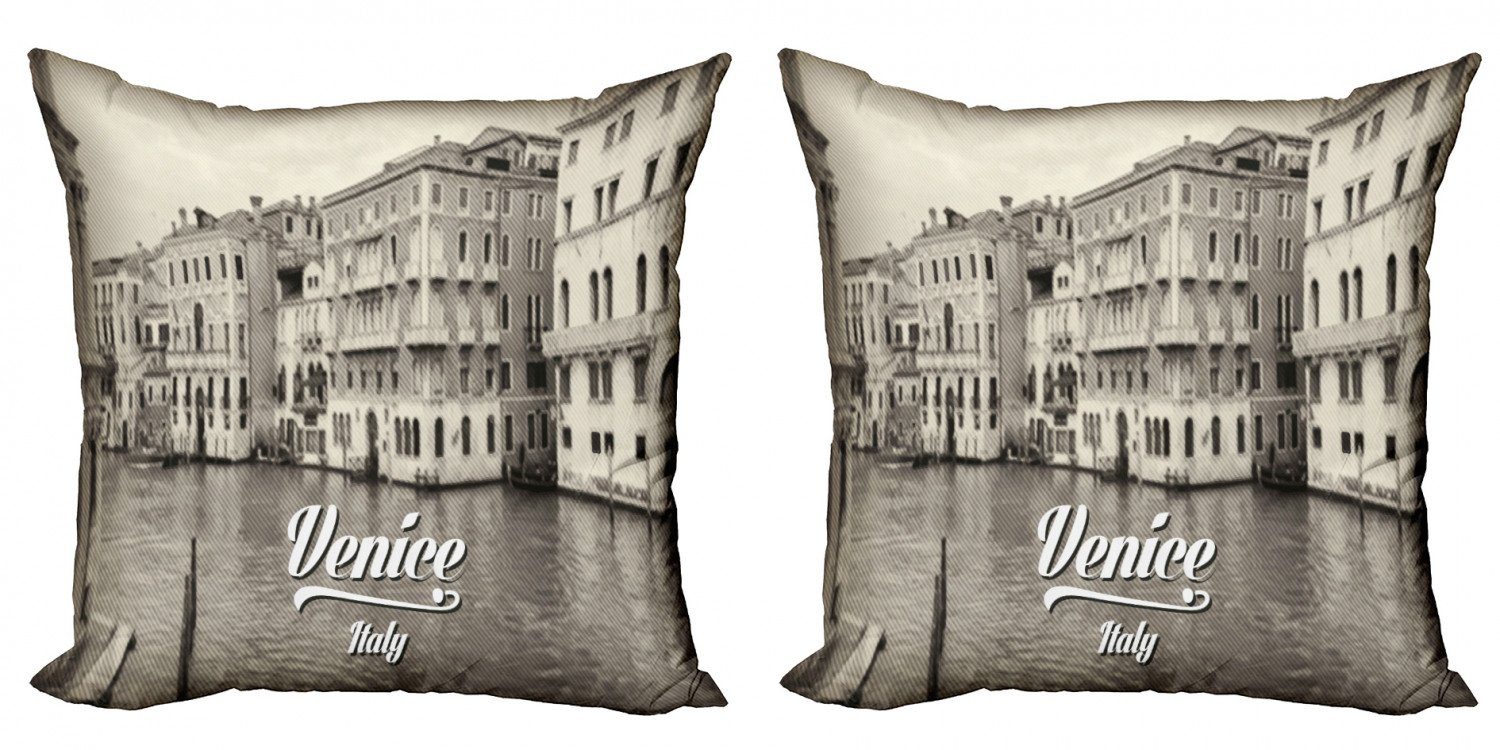 (2 Digitaldruck, Abakuhaus Venice Old Kissenbezüge Vintage Stück), Modern Venedig Accent Doppelseitiger Photo