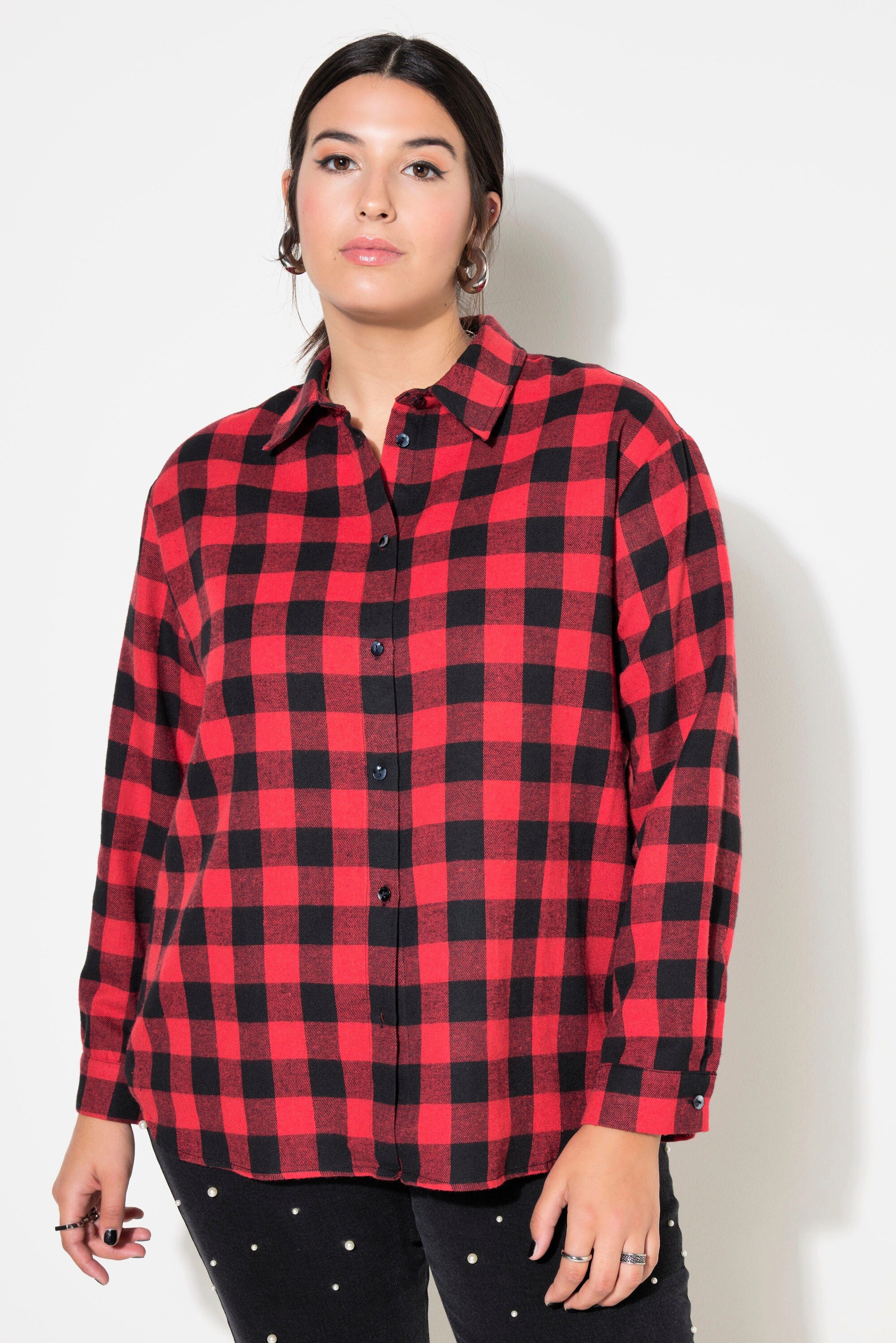 Studio Untold Longbluse Karohemd oversized Hemdkragen günstig online kaufen