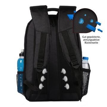 Laptoprucksack AV017 (Set), Laptop rucksack mit Zubehörfächern für Laptops bis 15,6 Zoll Herren und Damen Schwarz Schulrucksack für Jungen Teenager