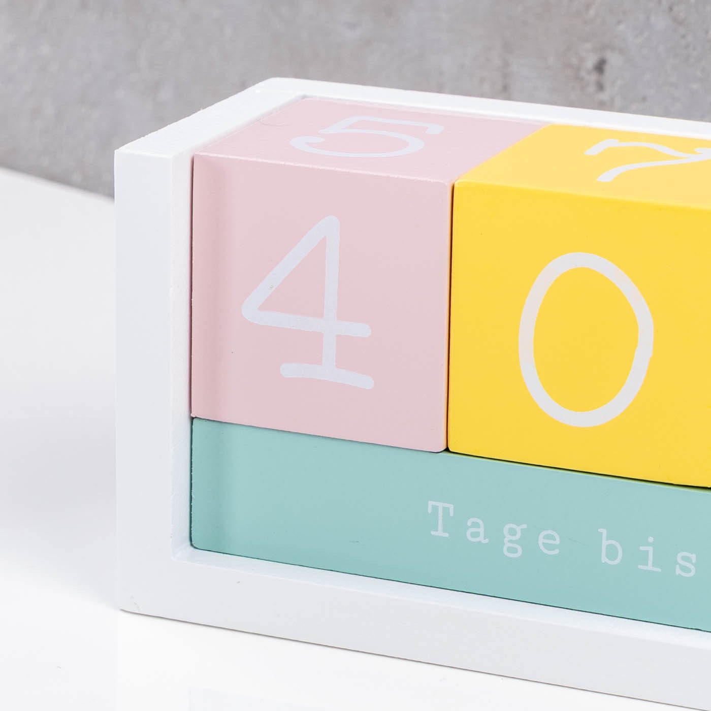 Levandeo® Countdown Kalender, Würfel Countdown Kalender Holz Bunt Weiß Holzkalender Tischkalender