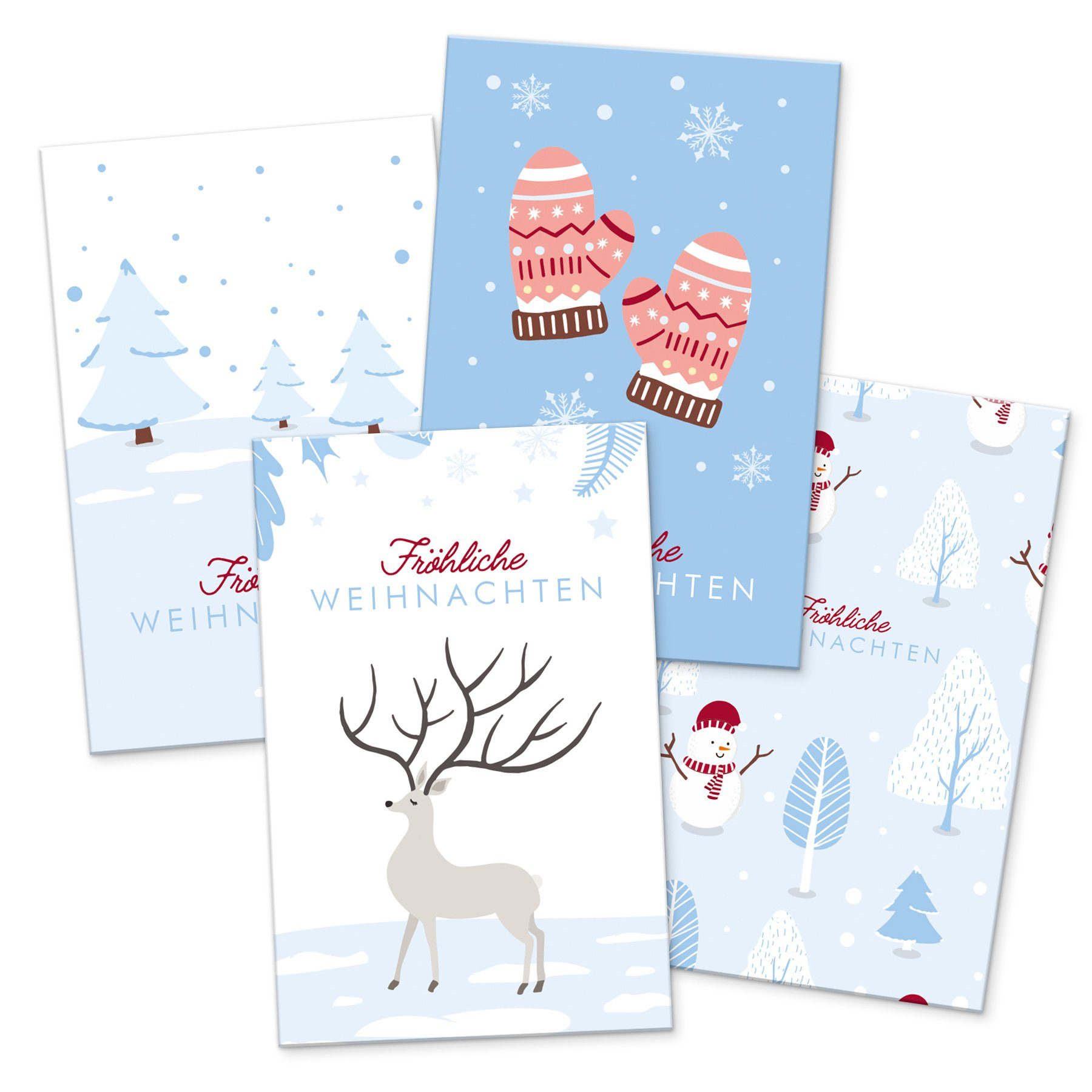 itenga Grußkarten itenga 24 x Geschenkekarten Frohe Weihnachten Winterlandschaften in Vi